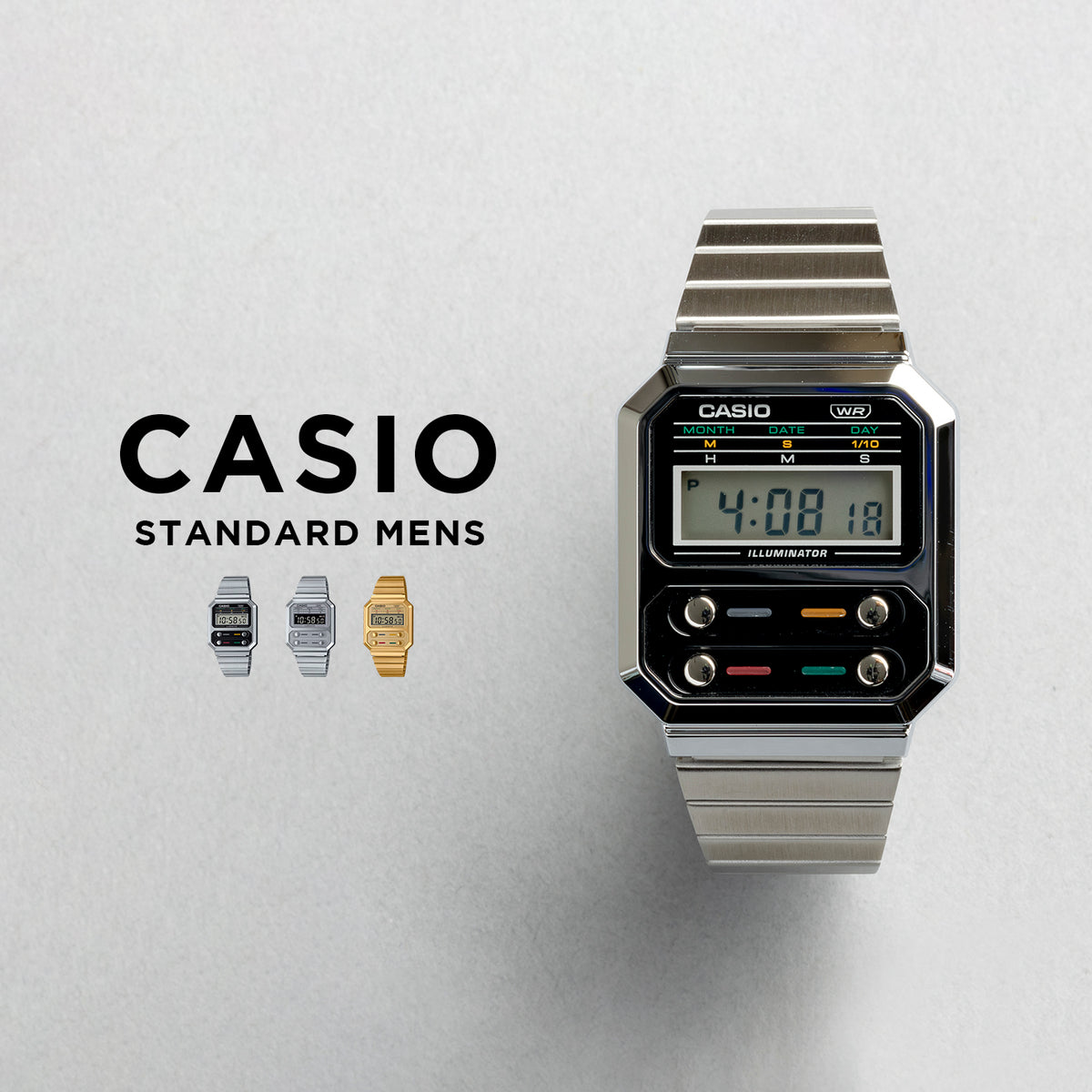 CASIO カシオ A100WE メンズ 腕時計 日常生活用防水 10年保証