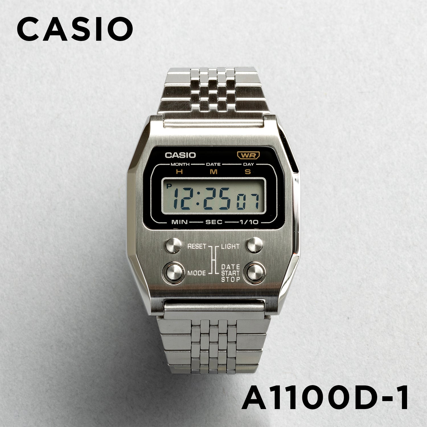 CASIO カシオ A1100D-1 シルバー ブラック文字盤 デジタル ユニセックス 腕時計