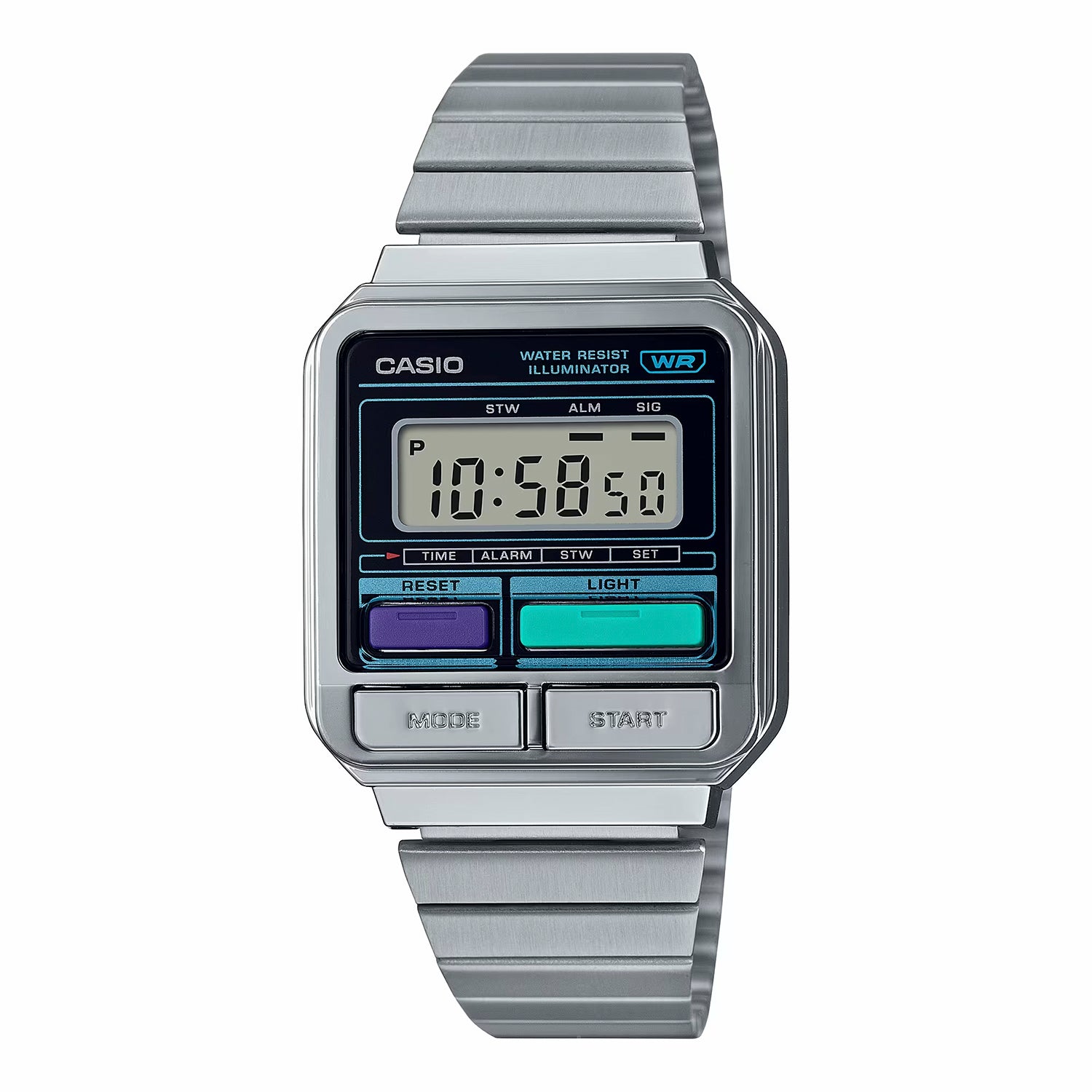 CASIO カシオ A120WE-1A シルバー ブラック文字盤 デジタル ユニセックス 腕時計