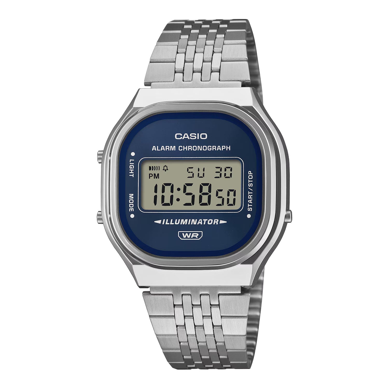 CASIO カシオ A140WE-2A シルバー ネイビー文字盤 デジタル メンズ 腕時計