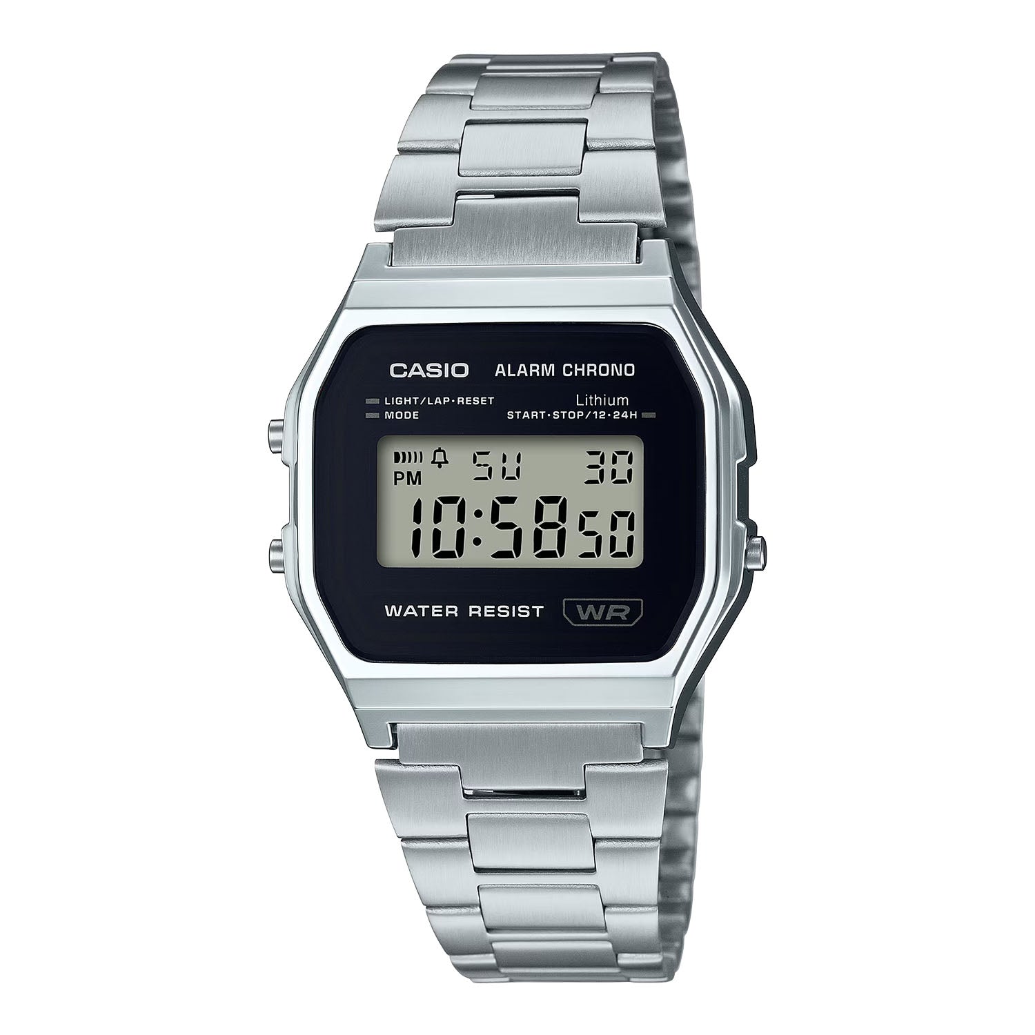 CASIO カシオ A158WEA-1 シルバー ブラック文字盤 デジタル メンズ 腕時計
