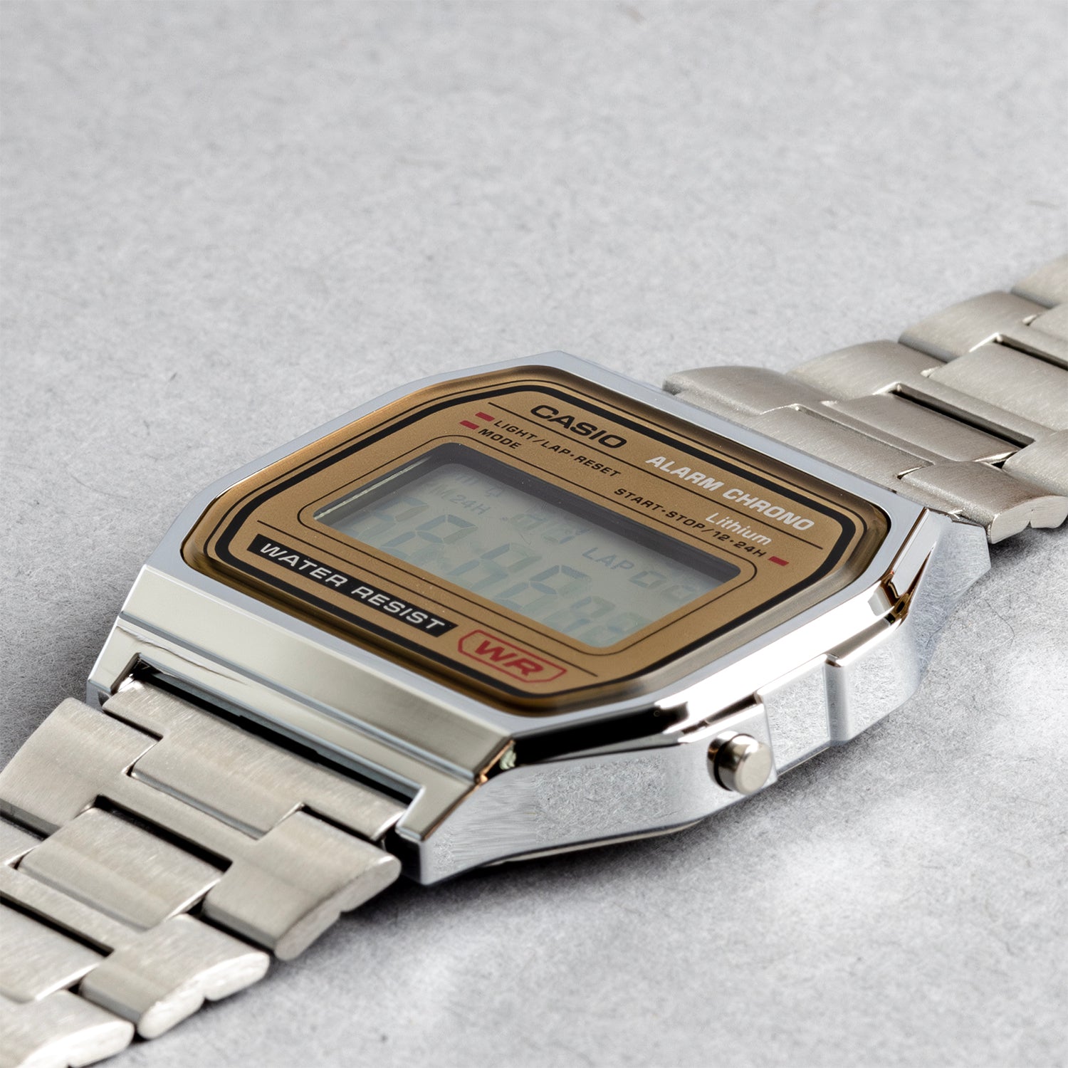 CASIO カシオ A158WEA-9 シルバー ベージュ文字盤 デジタル メンズ 腕時計 斜め