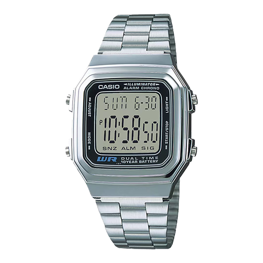 CASIO カシオ A178WA-1A シルバー ブラック文字盤 デジタル メンズ 腕時計