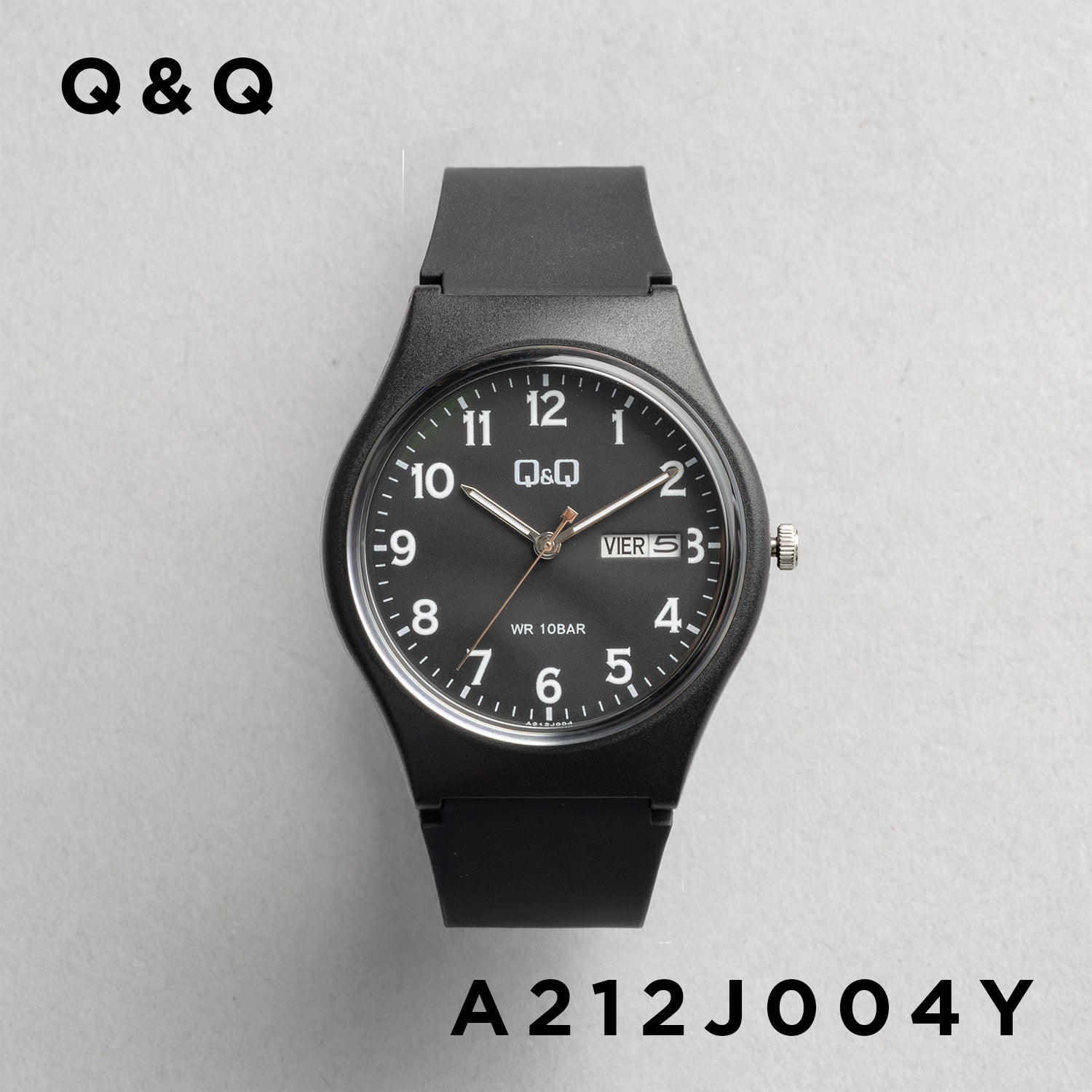 Q&Q キューアンドキュー A212J004Y ブラック ブラック文字盤 アナログ メンズ 腕時計 正面