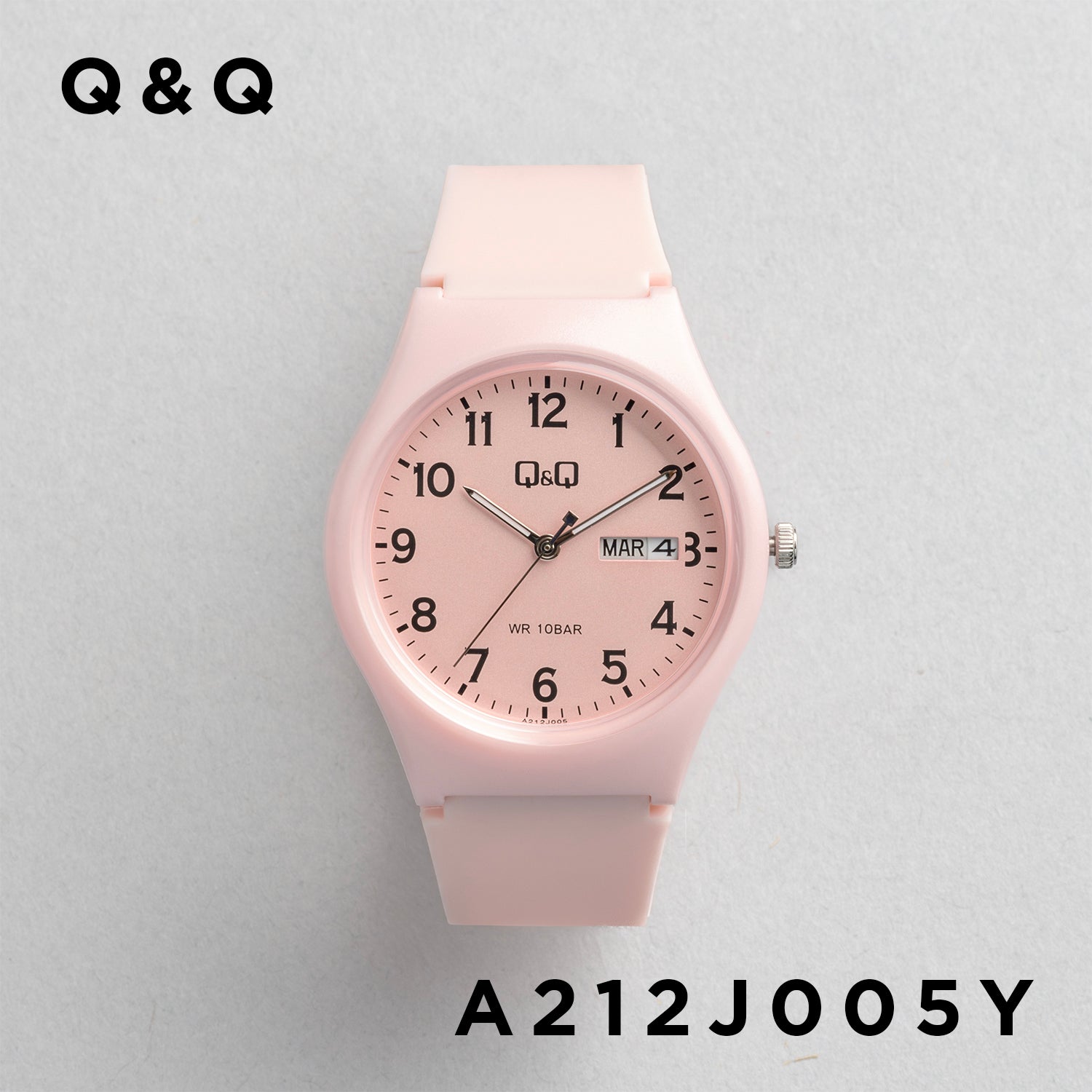 Q&Q キューアンドキュー A212J005Y ピンク ピンク文字盤 アナログ レディース 腕時計 正面