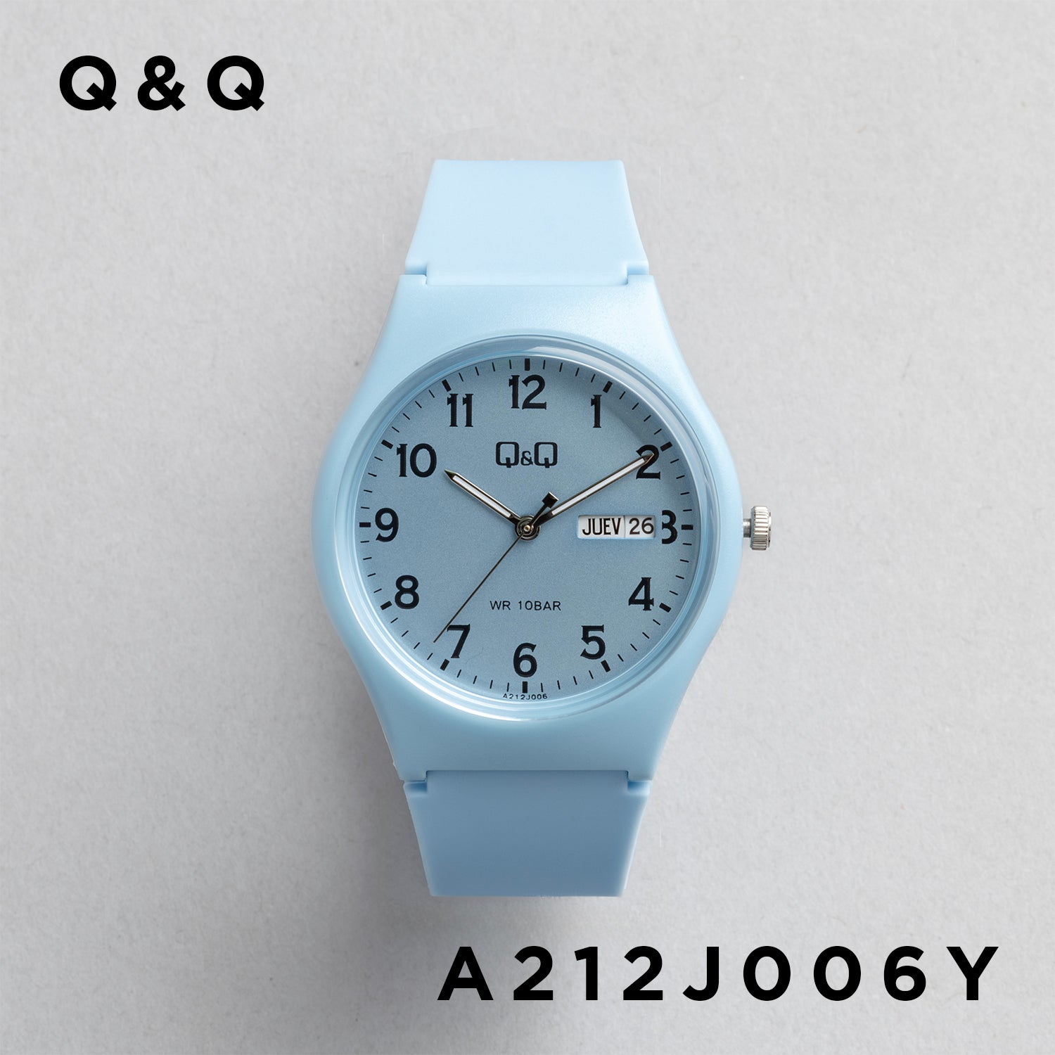Q&Q キューアンドキュー A212J006Y ライトブルー ライトブルー文字盤 アナログ ユニセックス 腕時計 正面