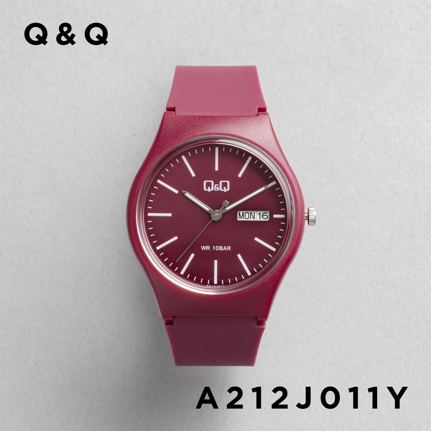 Q&Q キューアンドキュー A212J011Y ボルドー ボルドー文字盤 アナログ メンズ 腕時計 正面