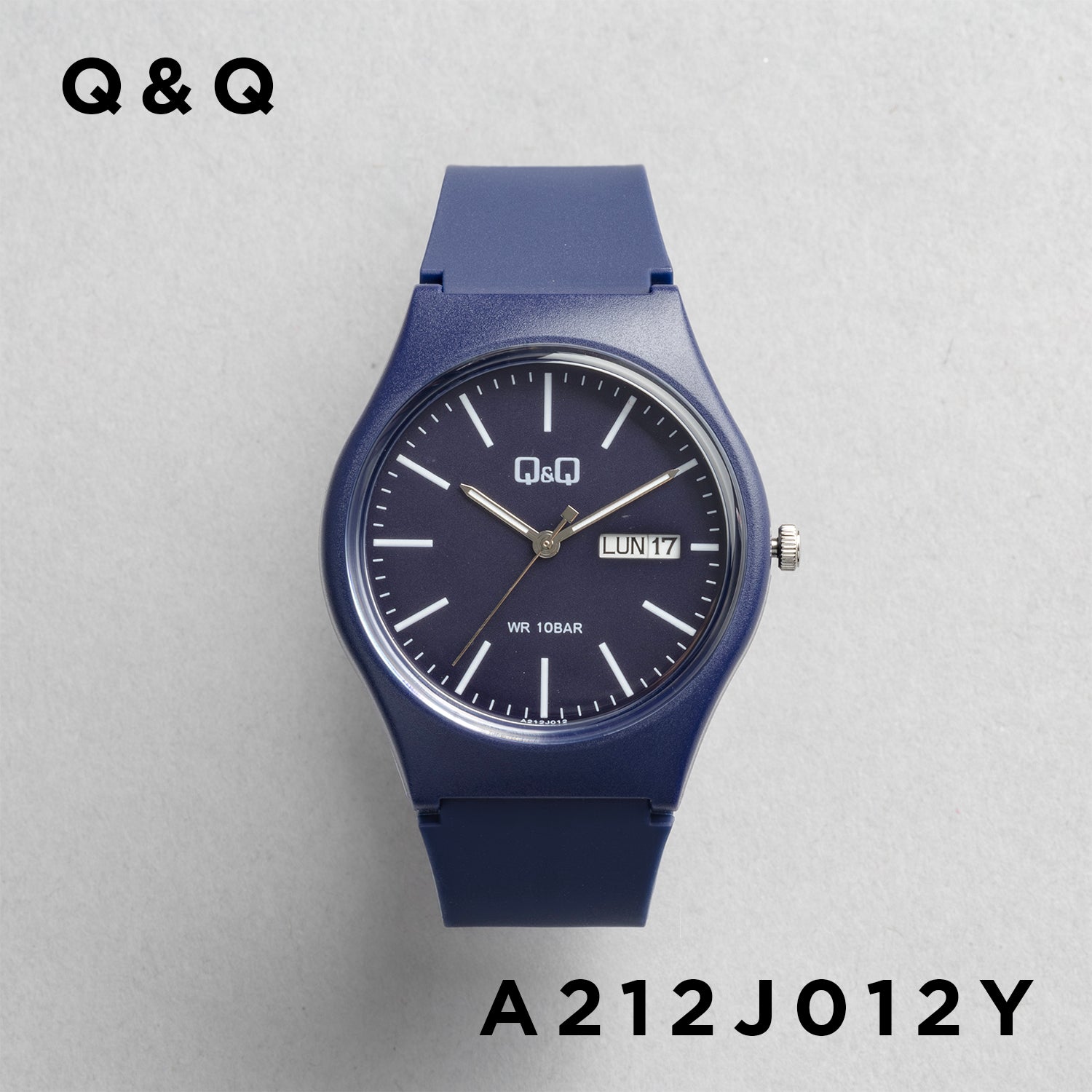 Q&Q キューアンドキュー A212J012Y ダークブルー ダークブルー文字盤 アナログ メンズ 腕時計 正面