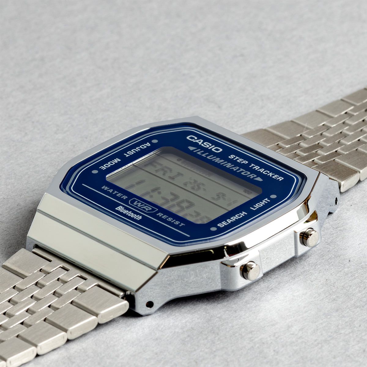 CASIO カシオ ABL-100WE-2A シルバー ネイビー文字盤 デジタル メンズ 腕時計 斜め