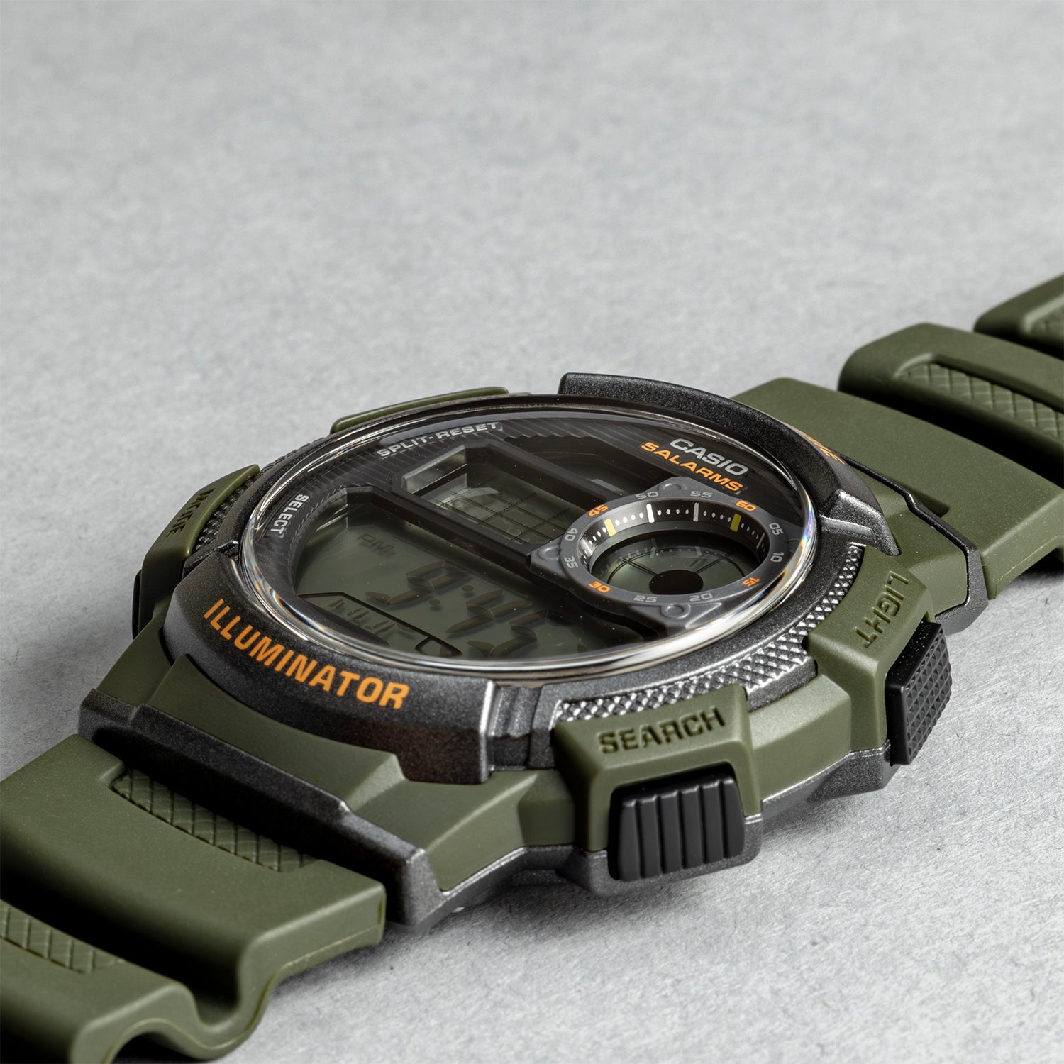 CASIO カシオ AE-1000W-3A グリーン ブラック文字盤 デジタル メンズ 腕時計 斜め