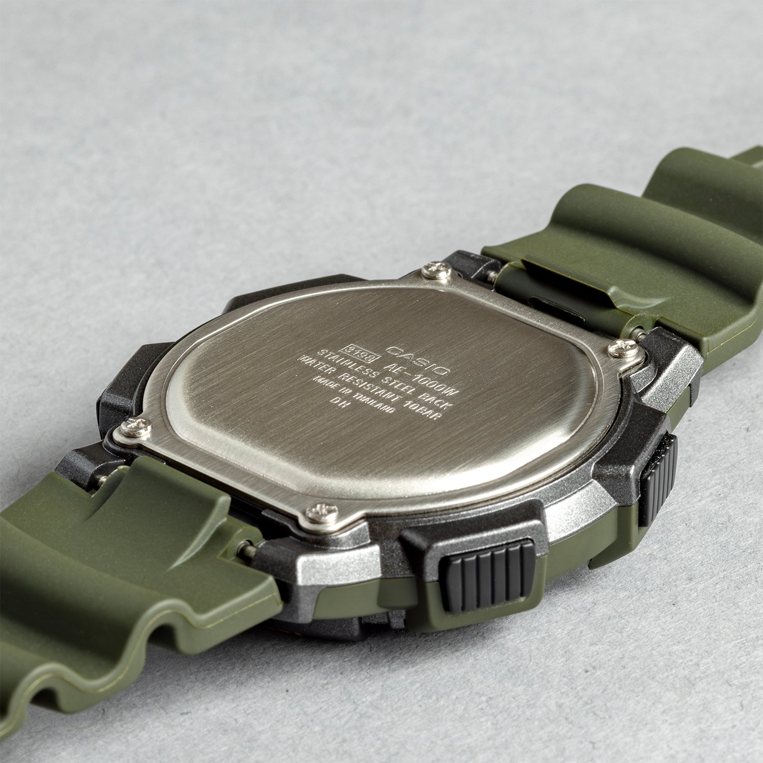 CASIO カシオ AE-1000W-3A グリーン ブラック文字盤 デジタル メンズ 腕時計 ケースバック