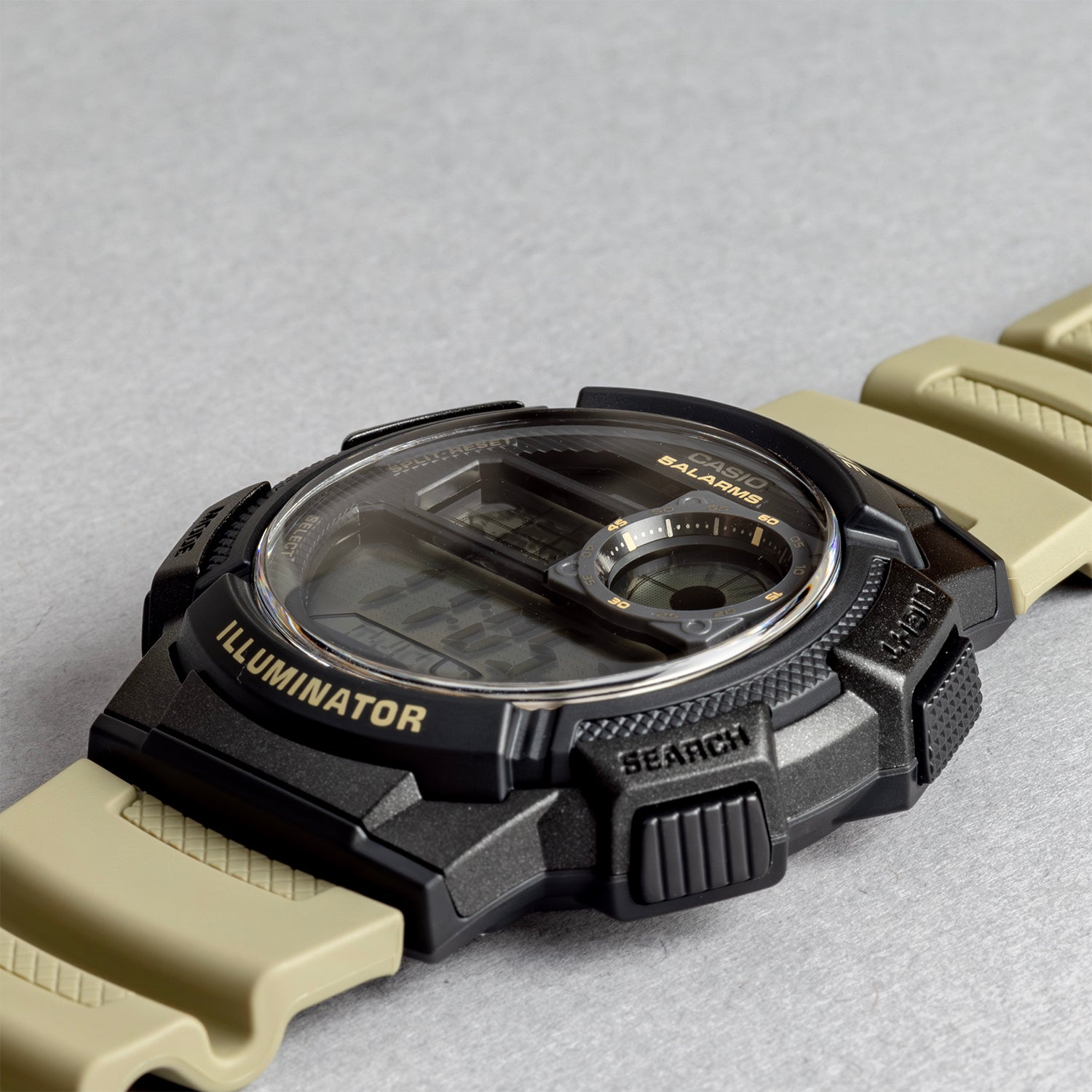 CASIO カシオ AE-1000W-5A ベージュ ブラック文字盤 デジタル メンズ 腕時計 斜め