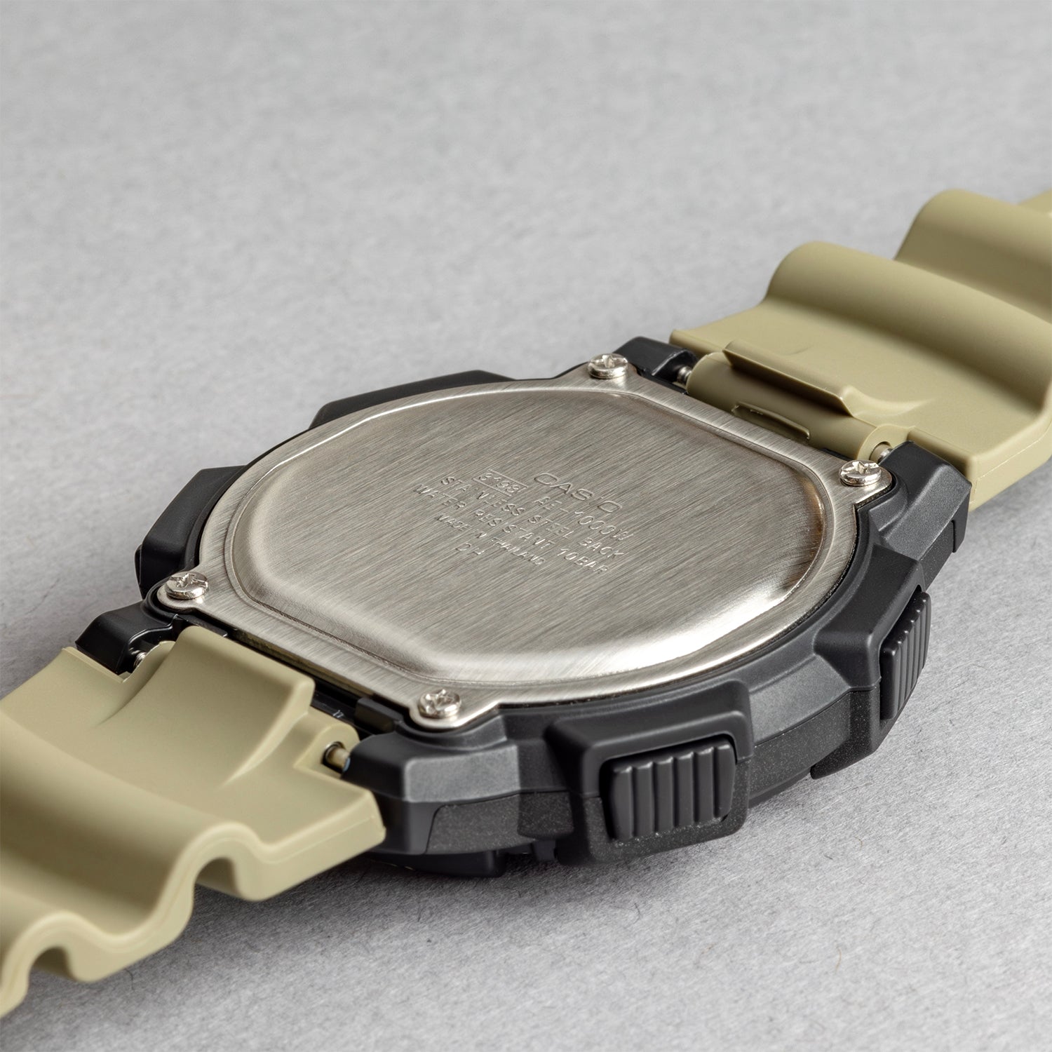 CASIO カシオ AE-1000W-5A ベージュ ブラック文字盤 デジタル メンズ 腕時計 ケースバック