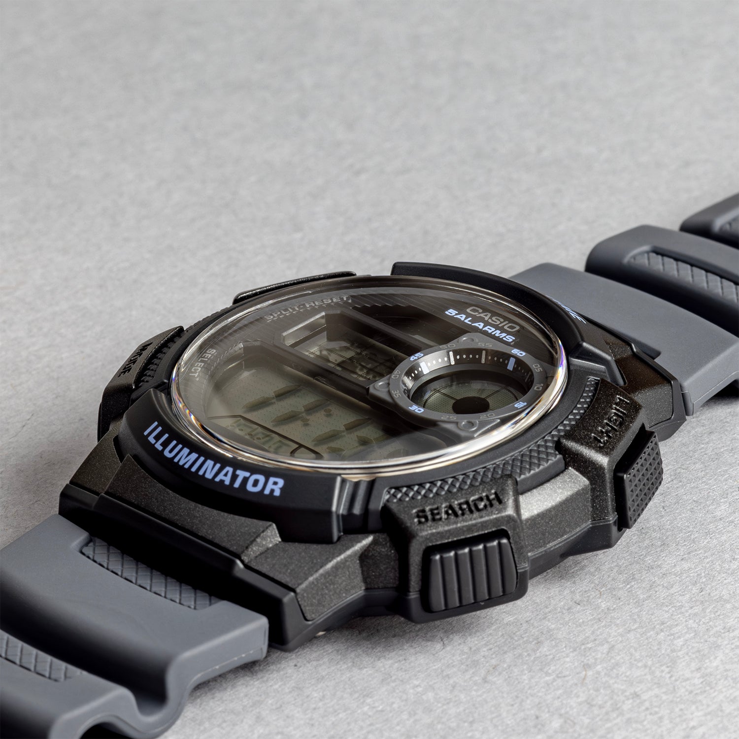 CASIO カシオ AE-1000W-8A グレー ブラック文字盤 デジタル メンズ 腕時計 斜め