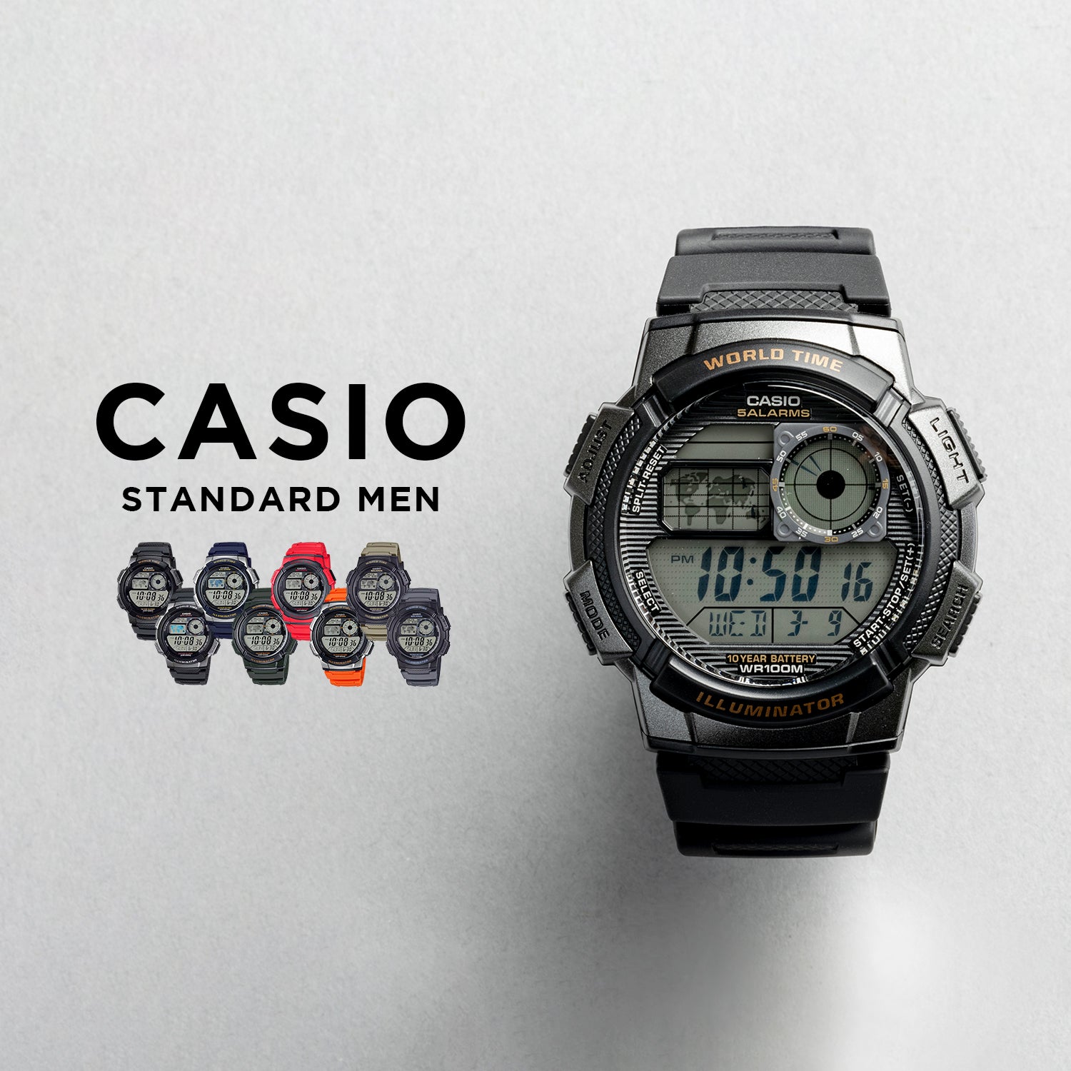 CASIO カシオ AE-1000W メンズ 腕時計 10気圧防水 10年保証