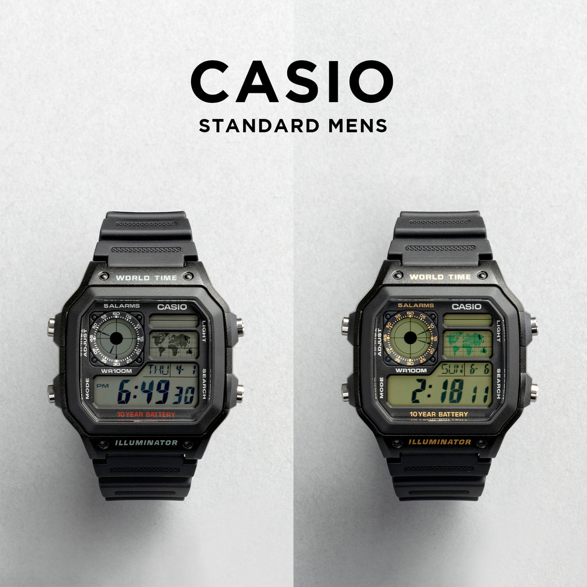 CASIO カシオ AE-1200WH メンズ 腕時計 10気圧防水 10年保証