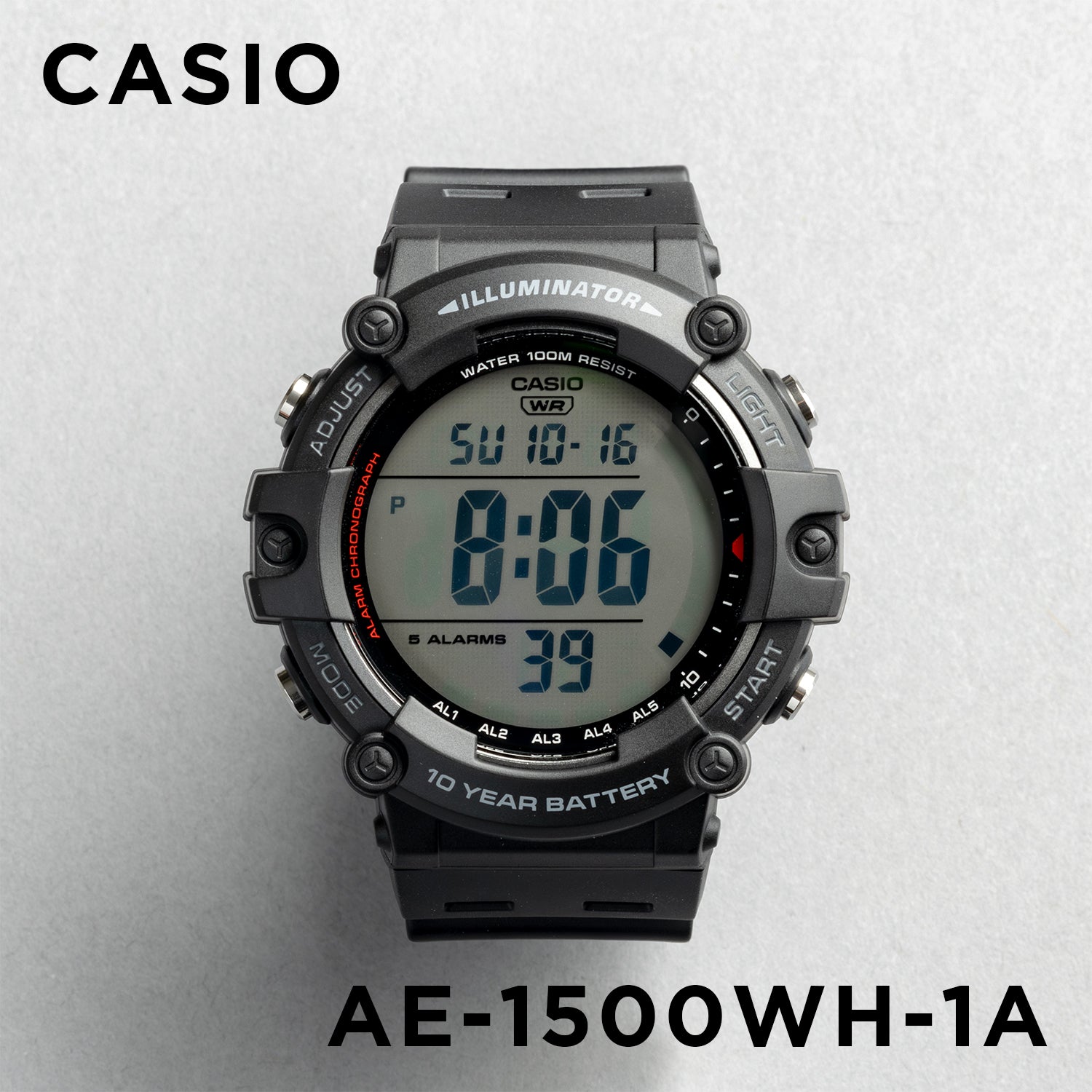 CASIO カシオ AE-1500WH-1A ブラック ブラック文字盤 デジタル メンズ 腕時計 正面