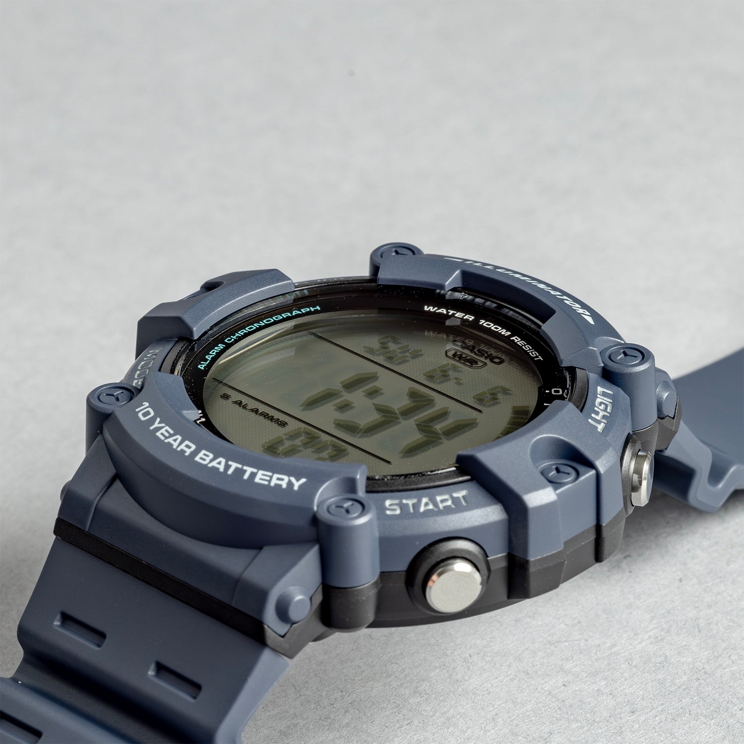 CASIO カシオ AE-1500WH-2A ブルー グレー文字盤 デジタル ユニセックス 腕時計 斜め