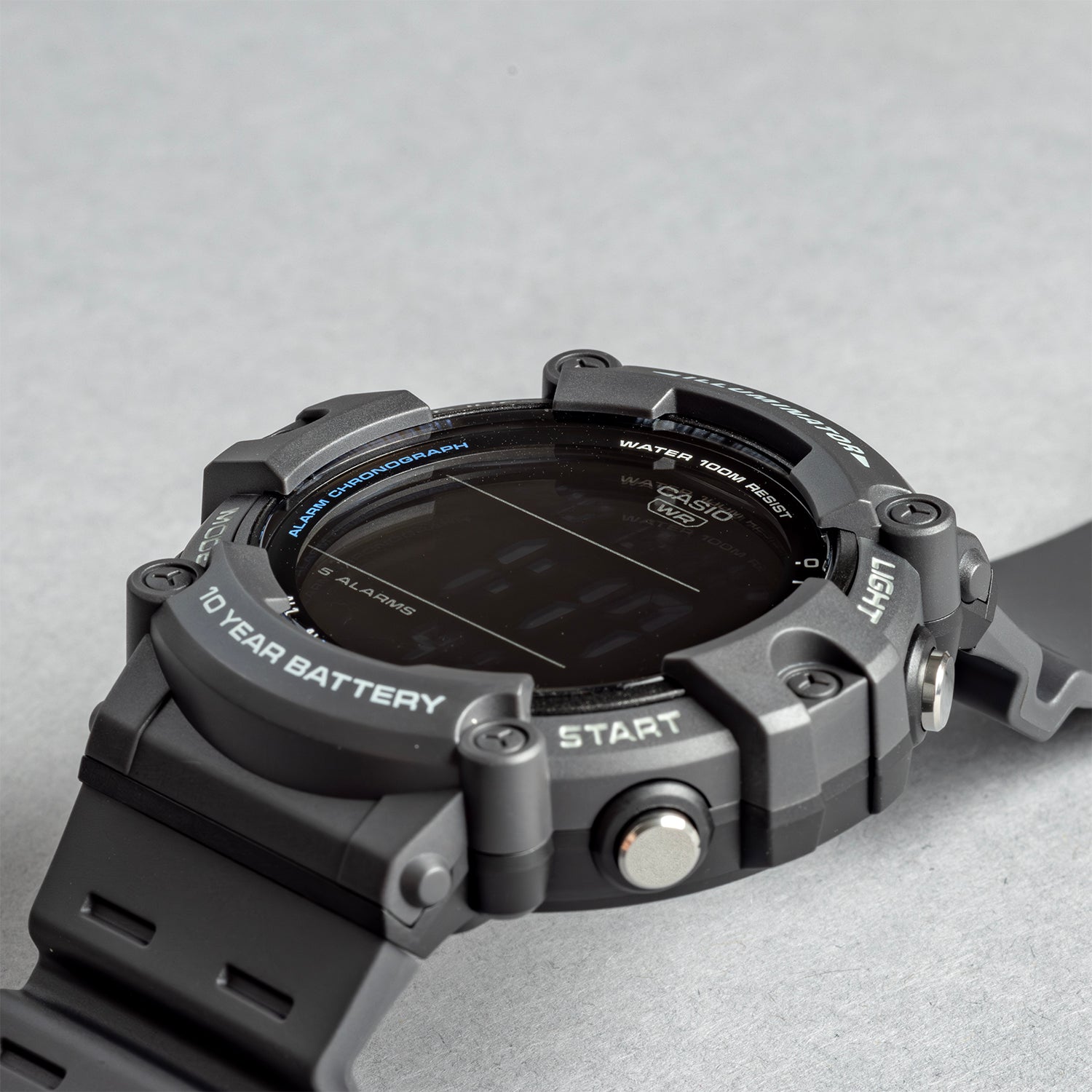 CASIO カシオ AE-1500WH-8B グレー ブラック文字盤 デジタル ユニセックス 腕時計 斜め