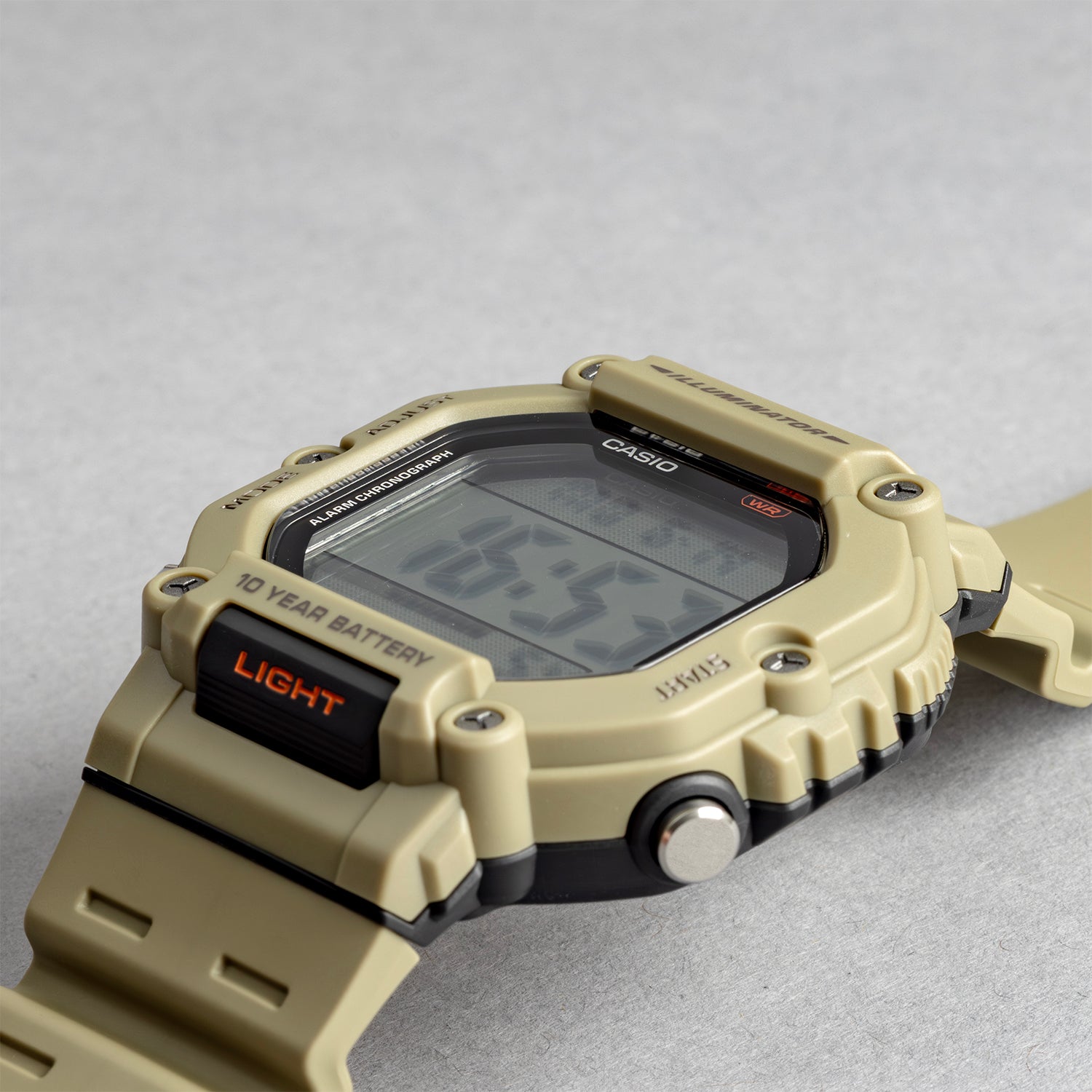 CASIO カシオ AE-1600H-5A ベージュ ブラック文字盤 デジタル メンズ 腕時計 斜め