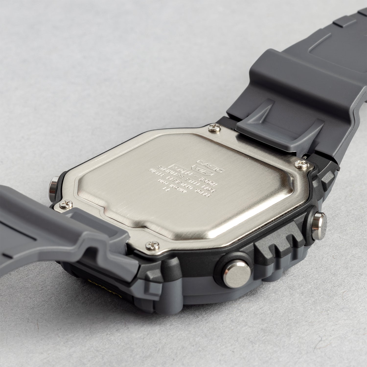 CASIO カシオ AE-1600H-8B グレー ブラック文字盤 デジタル メンズ 腕時計 ケースバック