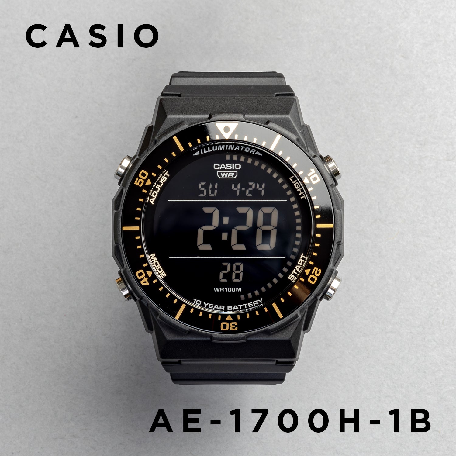 CASIO カシオ AE-1700H-1B ブラック ブラック文字盤 デジタル メンズ 腕時計 正面