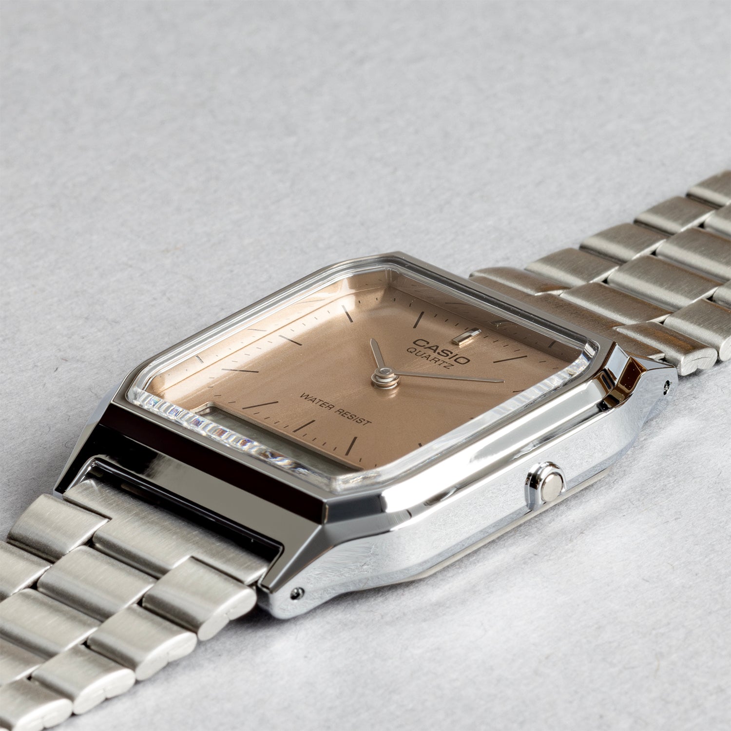 CASIO カシオ AQ-230A-4A シルバー オレンジ文字盤 アナデジ メンズ 腕時計 斜め