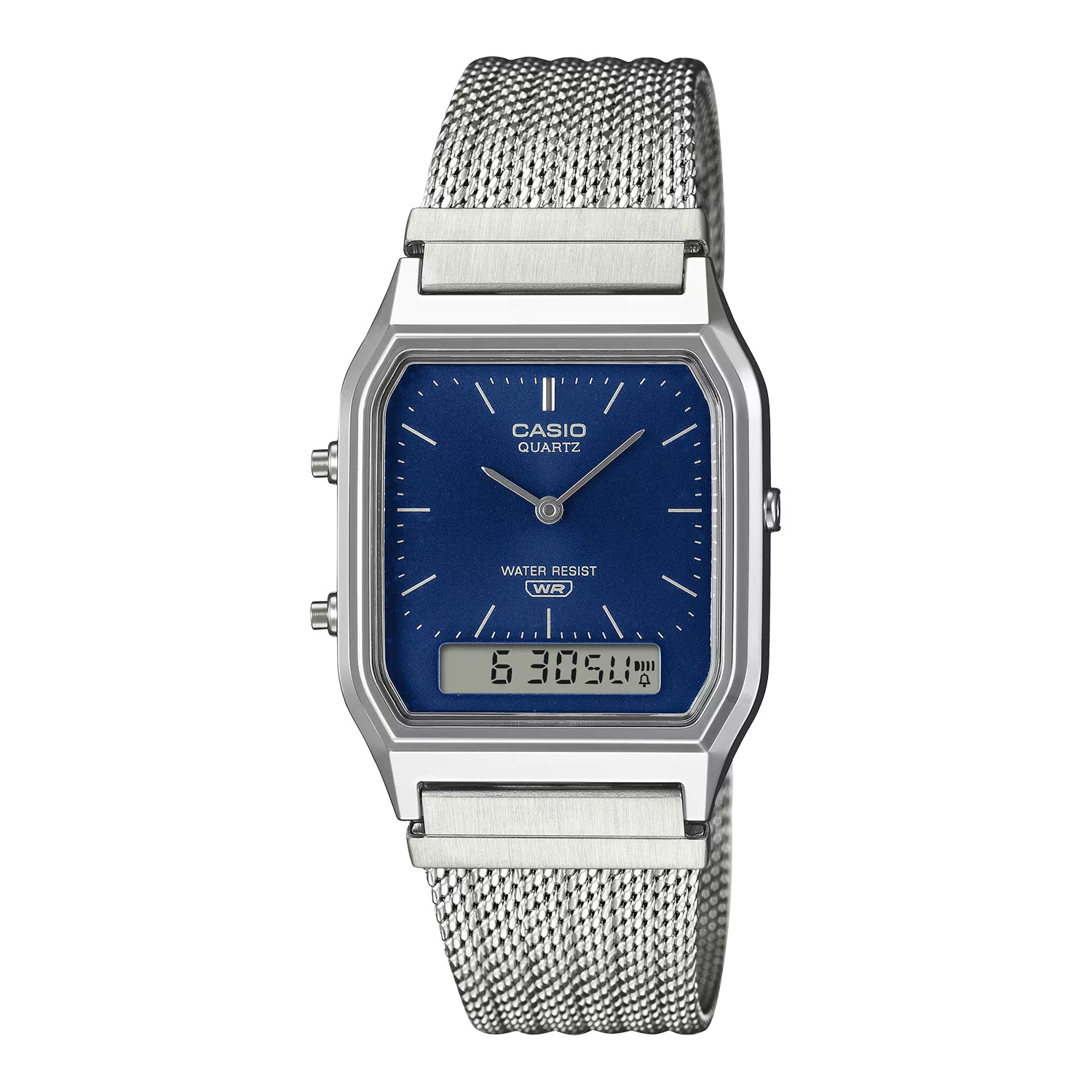 CASIO カシオ AQ-230EM-2A シルバー ブルー アナデジ メンズ 腕時計