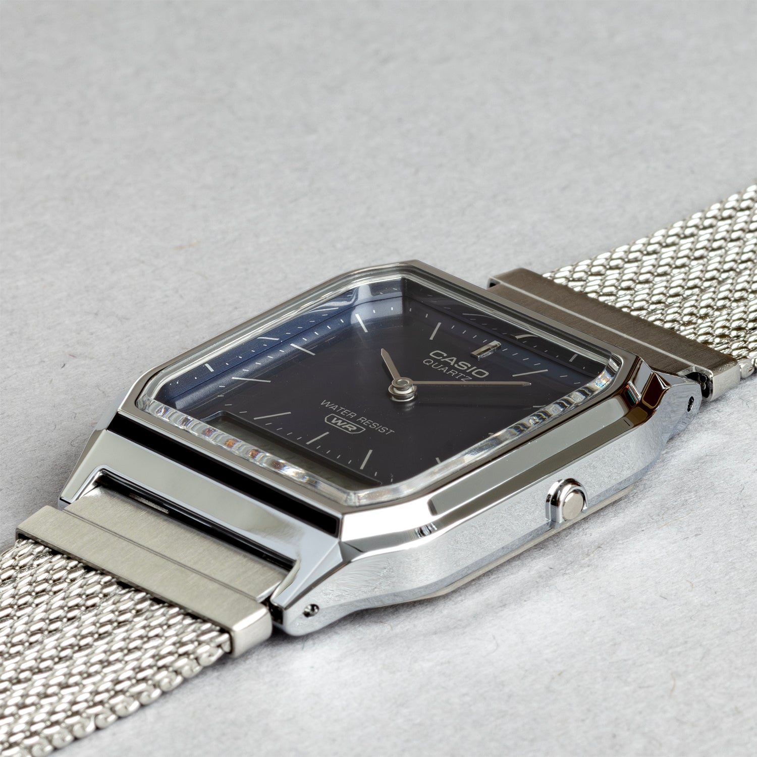 CASIO カシオ AQ-230EM-2A シルバー ブルー アナデジ メンズ 腕時計 斜め