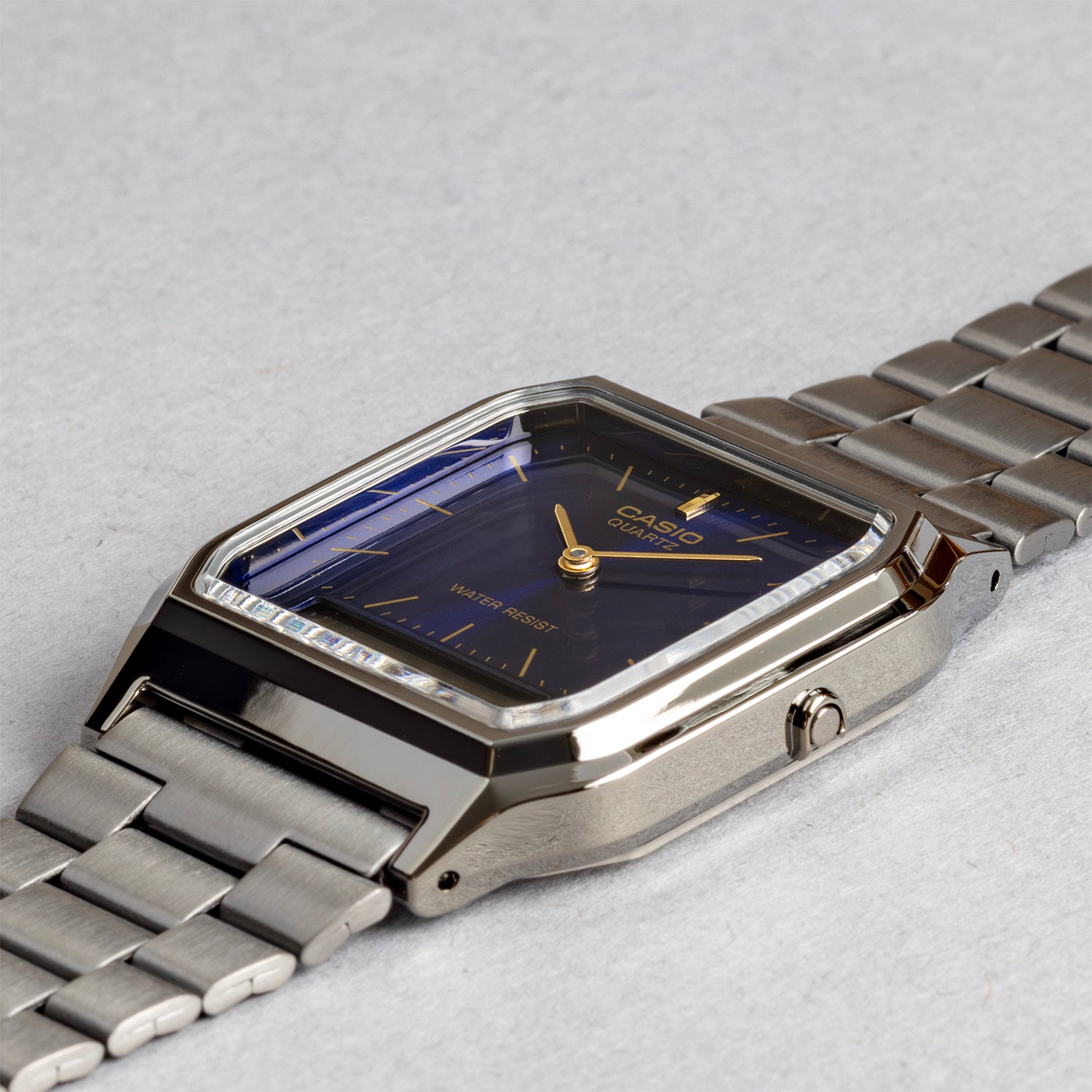 CASIO カシオ AQ-230GG-2A ガンメタ ブルー文字盤 アナデジ メンズ 腕時計 斜め