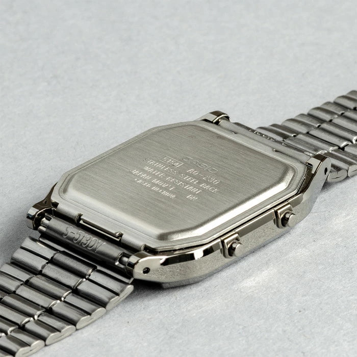 CASIO カシオ AQ-230GG-2A ガンメタ ブルー文字盤 アナデジ メンズ 腕時計 ケースバック