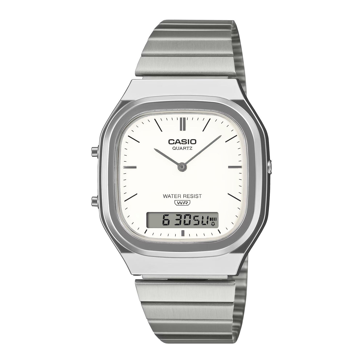 CASIO カシオ AQ-240E-7A2 シルバー ベージュ文字盤 アナデジ メンズ 腕時計