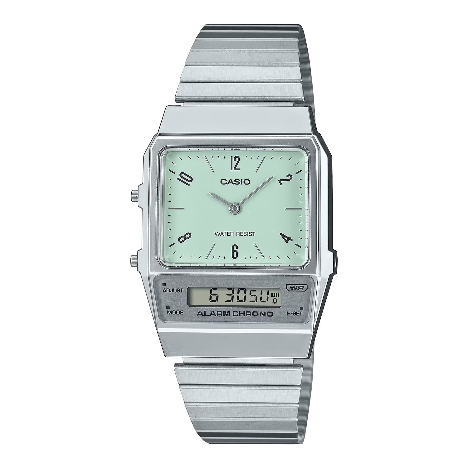 CASIO カシオ AQ-800E-3A シルバー グリーン文字盤 アナデジ メンズ 腕時計