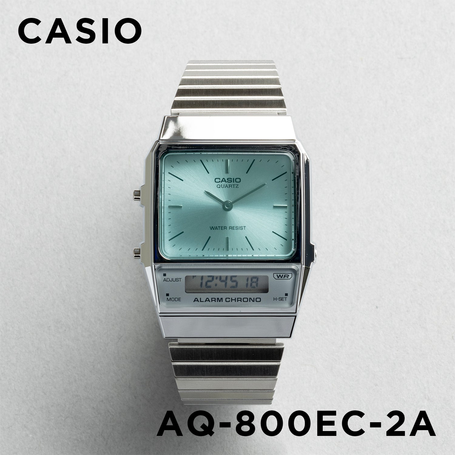 CASIO カシオ AQ-800EC-2A シルバー ブルー文字盤 アナデジ ユニセックス 腕時計