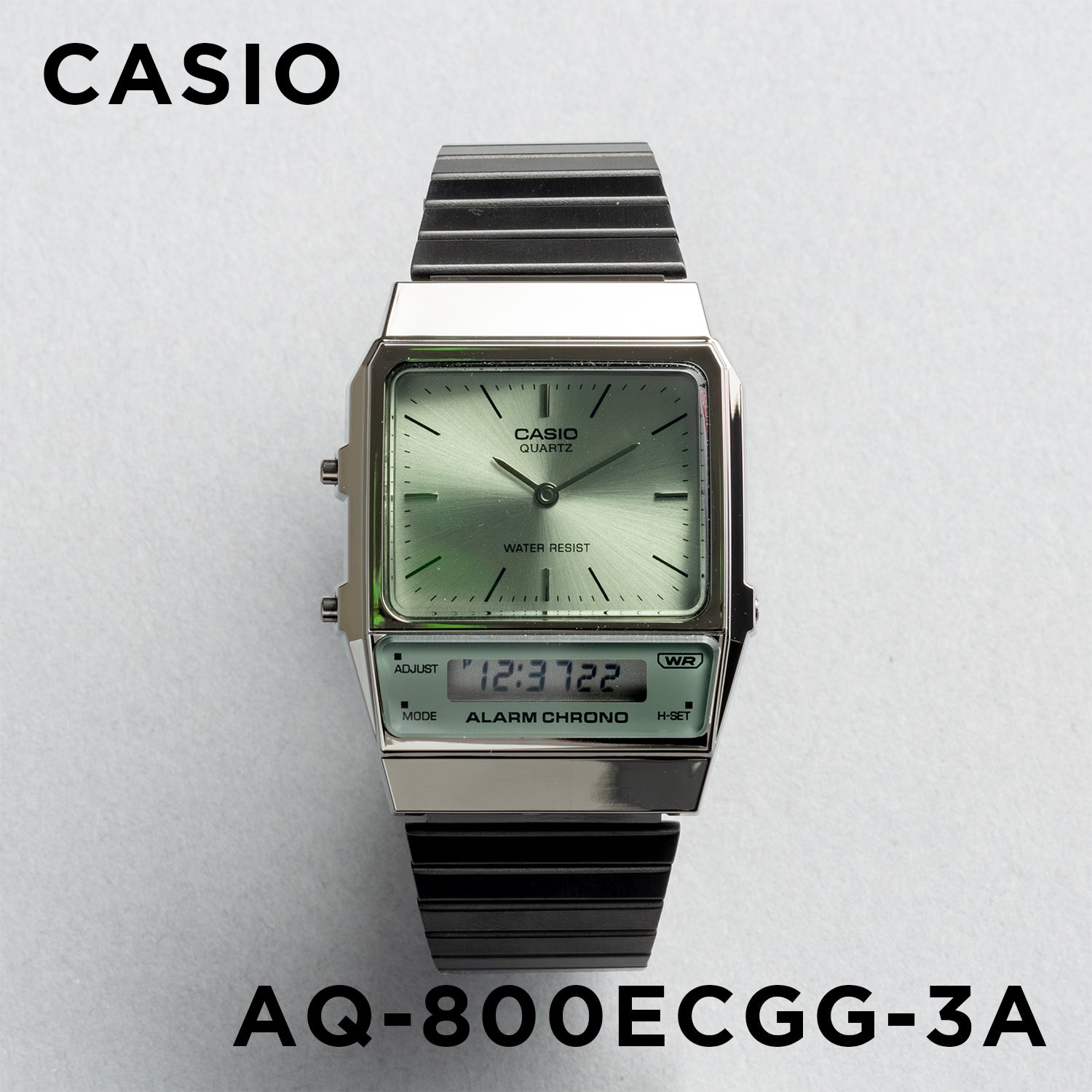 CASIO カシオ AQ-800ECGG-3A ガンメタ グリーン文字盤 アナデジ ユニセックス 腕時計