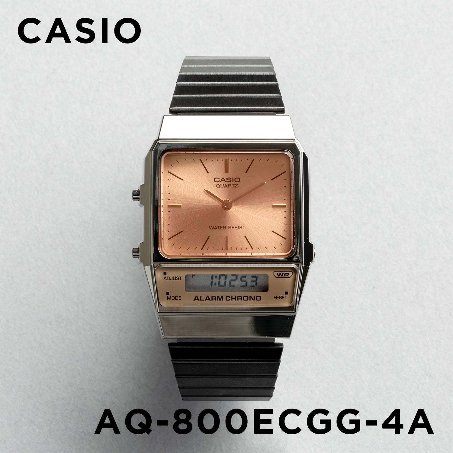 CASIO カシオ AQ-800ECGG-4A ガンメタ オレンジ文字盤 アナデジ ユニセックス 腕時計