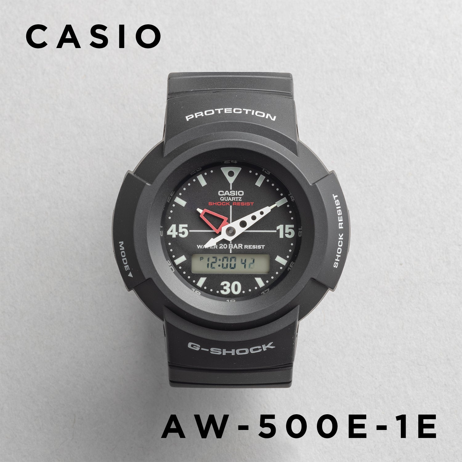 CASIO カシオ AW-500E-1E ブラック ブラック文字盤 アナデジ メンズ 腕時計 正面