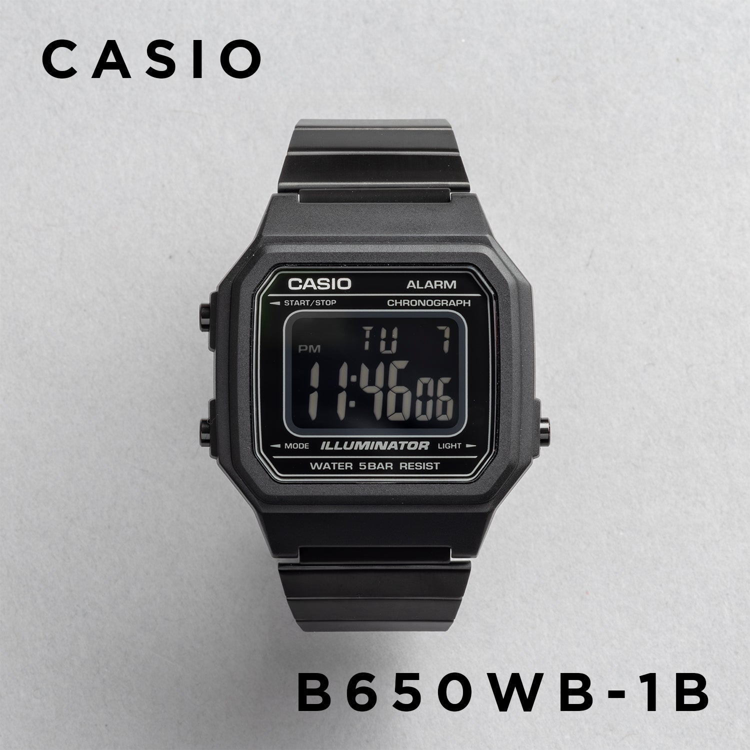 CASIO カシオ B650WB-1B ブラック ブラック文字盤 デジタル メンズ 腕時計 正面
