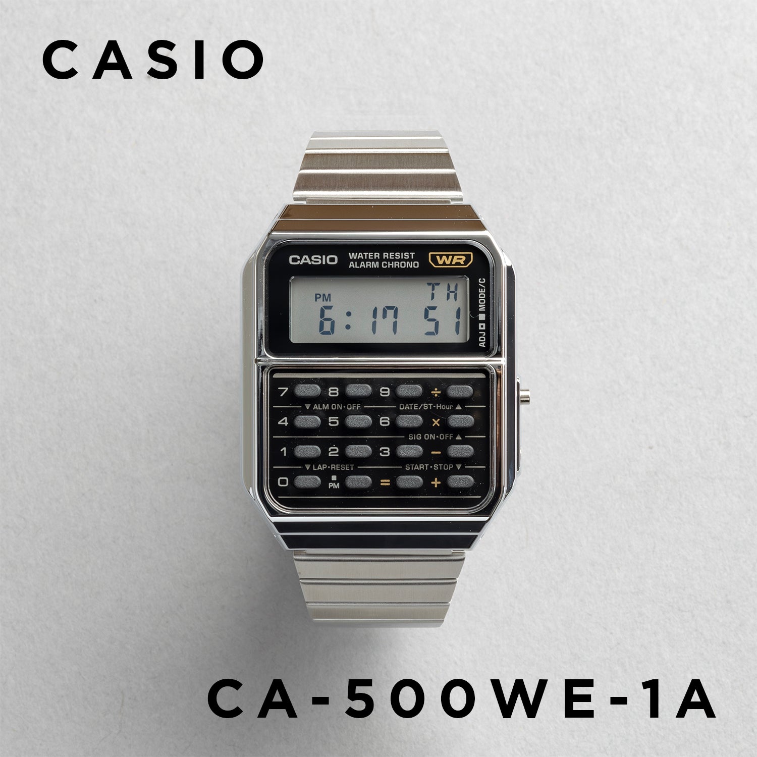 CASIO カシオ CA-500WE-1A シルバー ブラック文字盤 デジタル メンズ 腕時計 正面