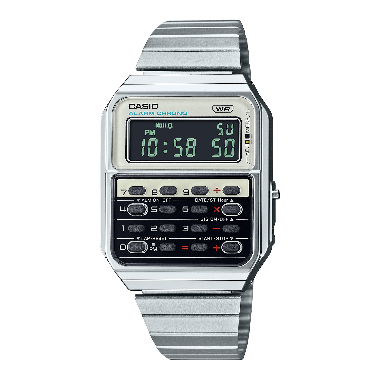 CASIO カシオ CA-500WE-7B シルバー ホワイト文字盤 デジタル メンズ 腕時計