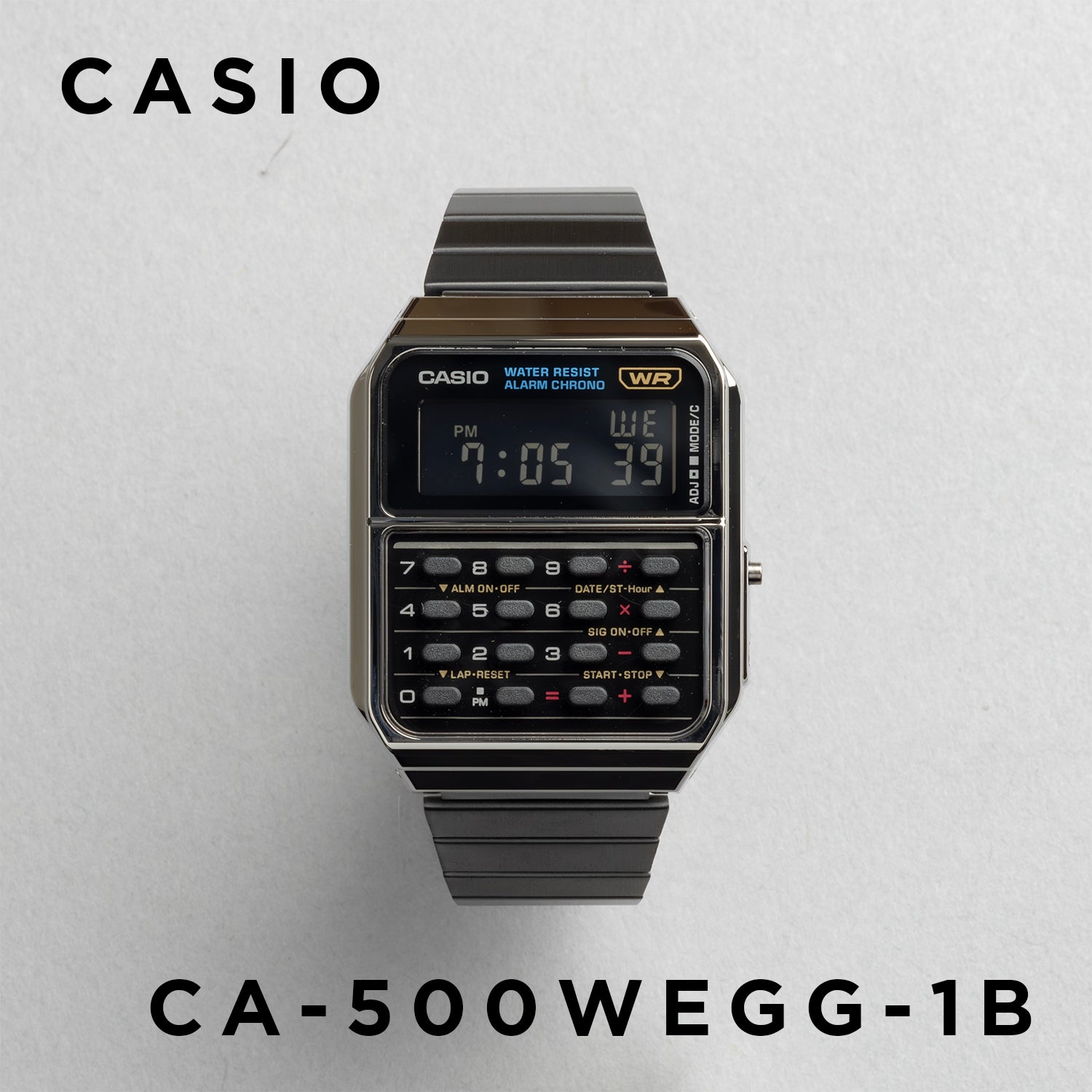CASIO カシオ CA‑500WEGG‑1B ブラック ブラック文字盤 デジタル メンズ 腕時計 正面