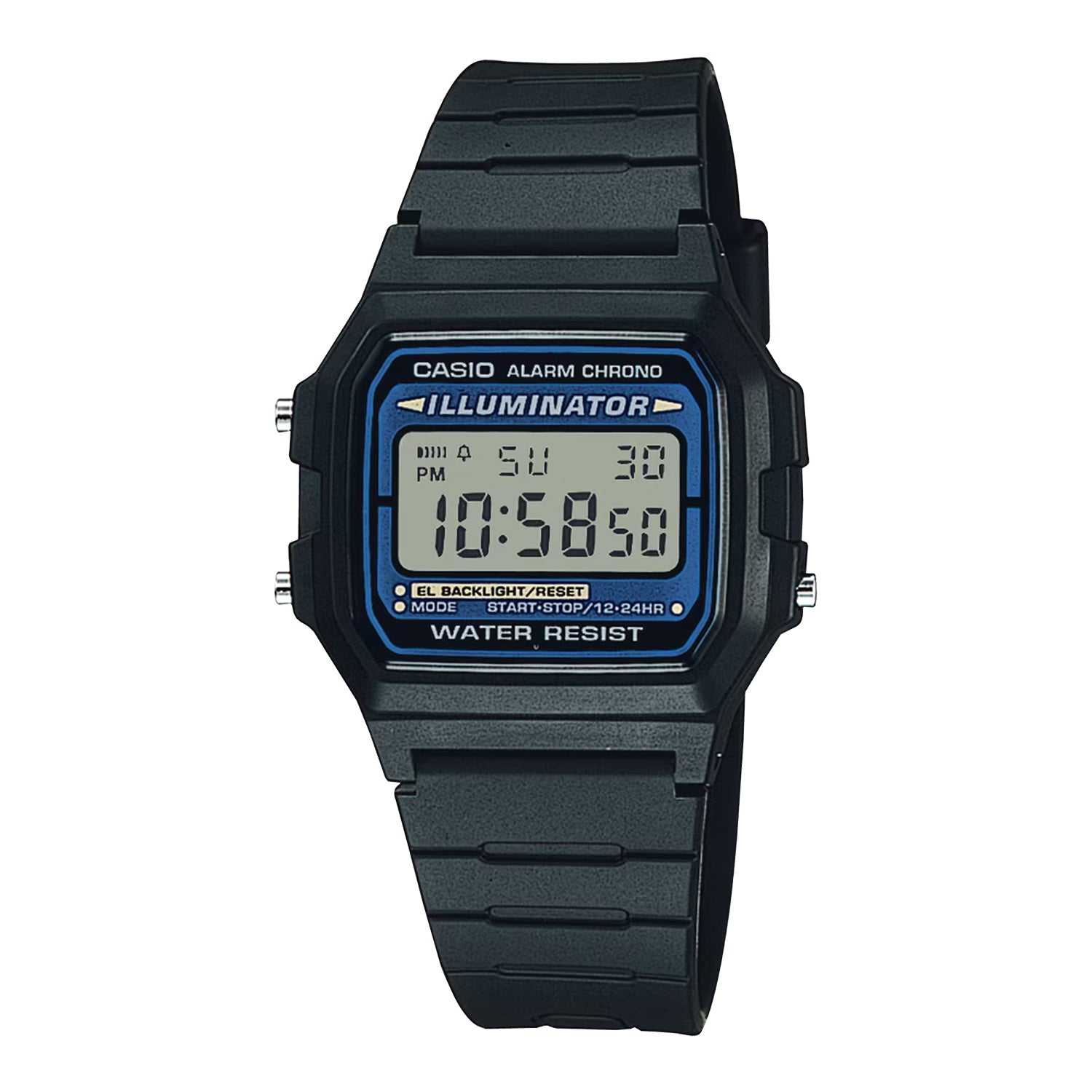 CASIO カシオ F-105W-1A ブラック ブルー文字盤 デジタル メンズ 腕時計