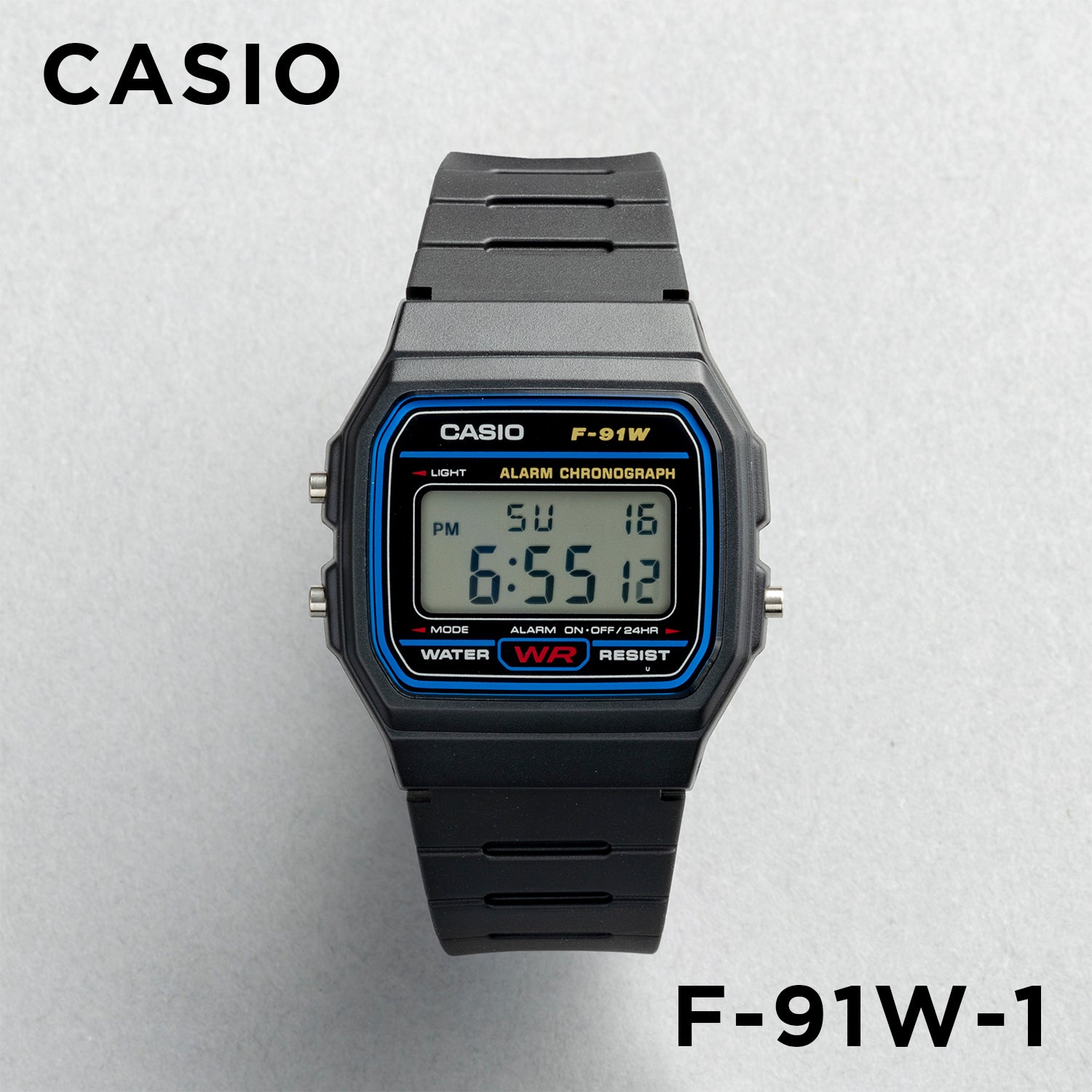 CASIO カシオ F-91W-1 ブラック ブルー文字盤 デジタル ユニセックス 腕時計