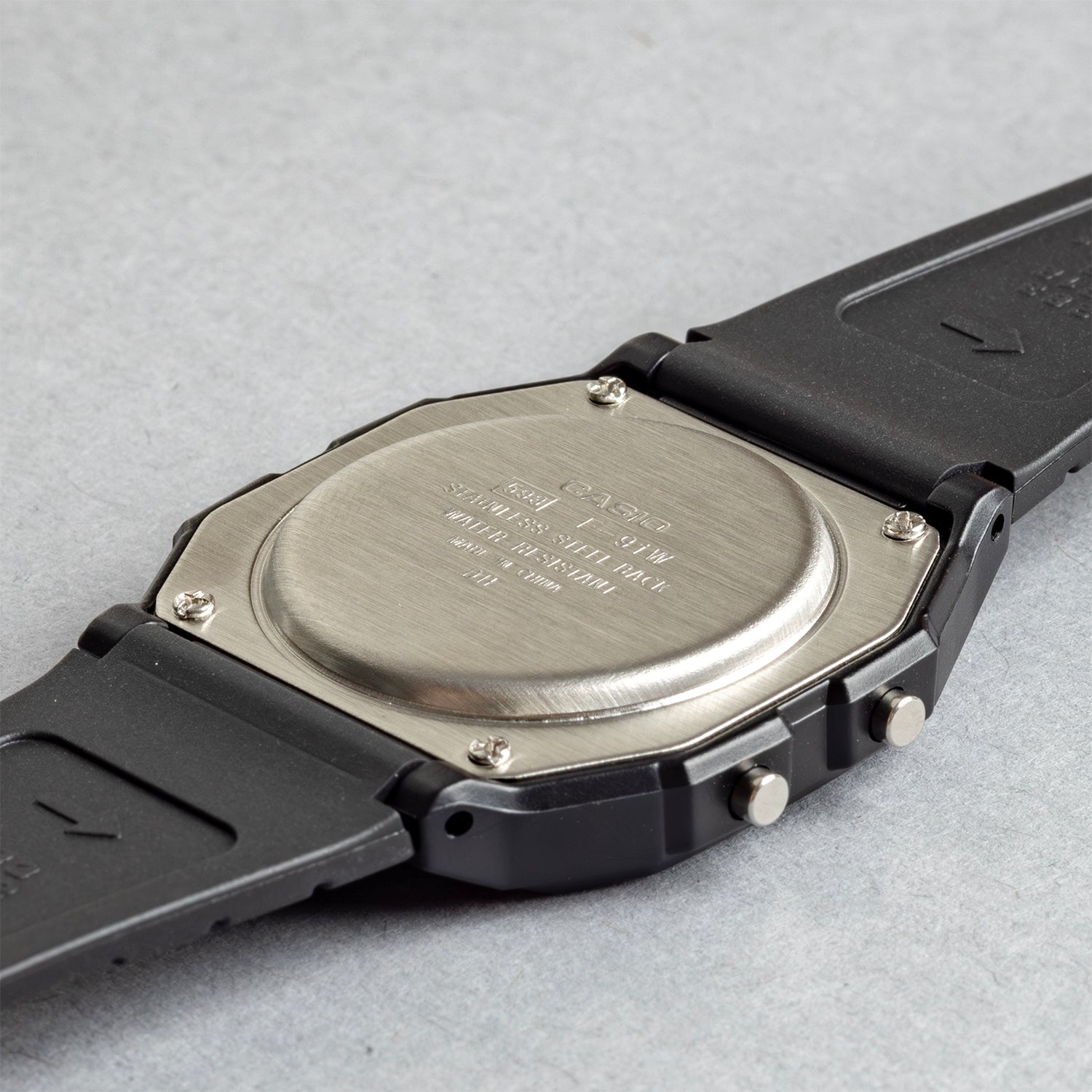 CASIO カシオ F-91W-1 ブラック ブルー文字盤 デジタル メンズ 腕時計 ケースバック