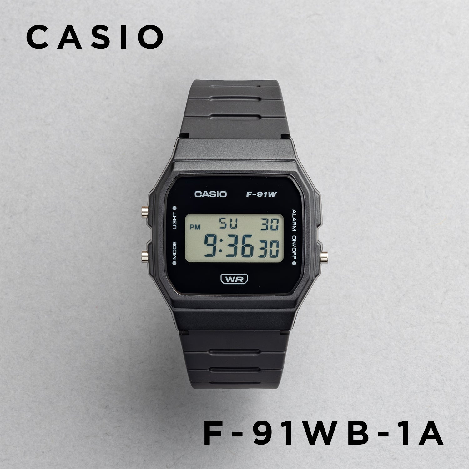 CASIO カシオ F-91WB-1A ブラック ブラック文字盤 デジタル メンズ 腕時計 正面