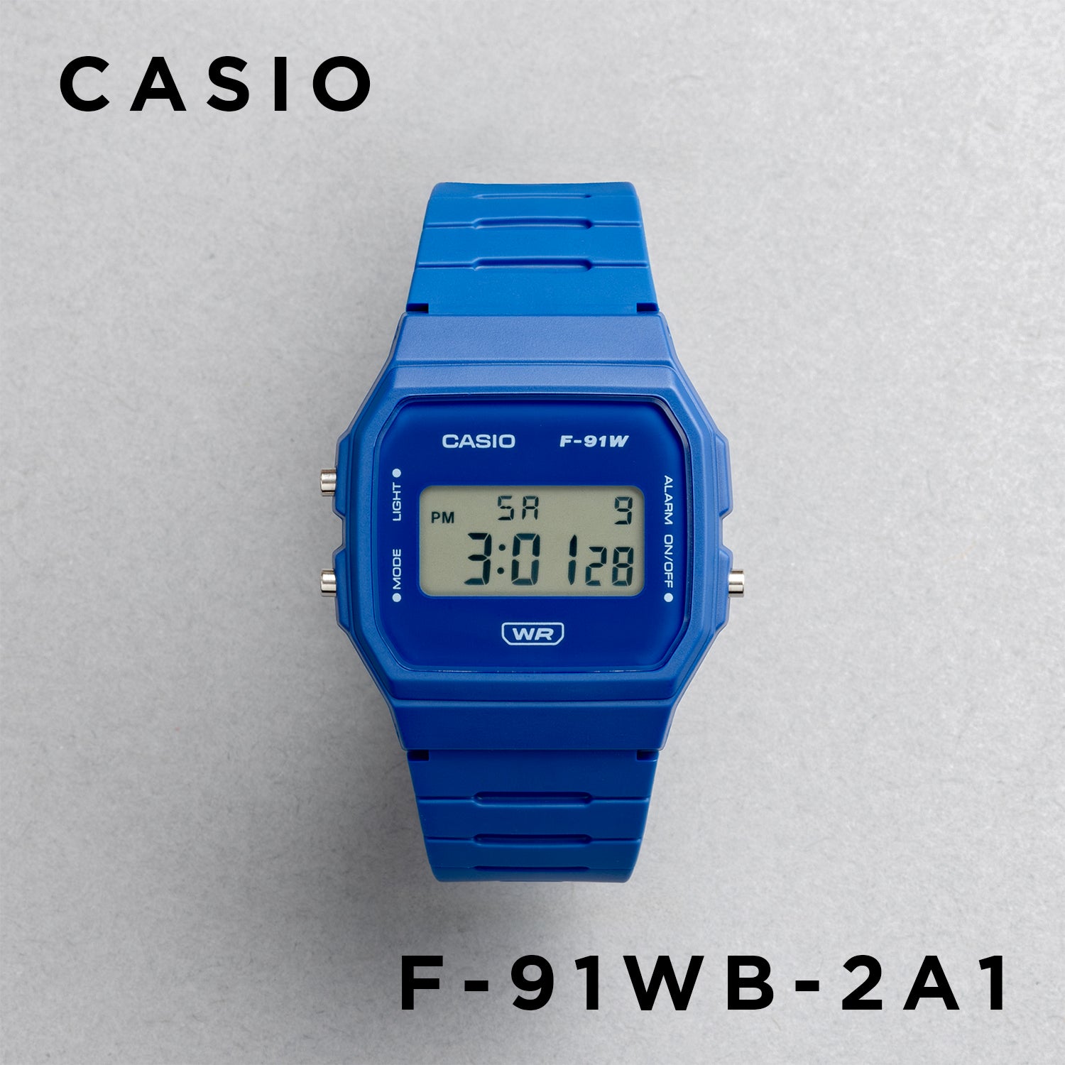 CASIO カシオ F-91WB-2A1 ブルー ブルー文字盤 デジタル メンズ 腕時計 正面