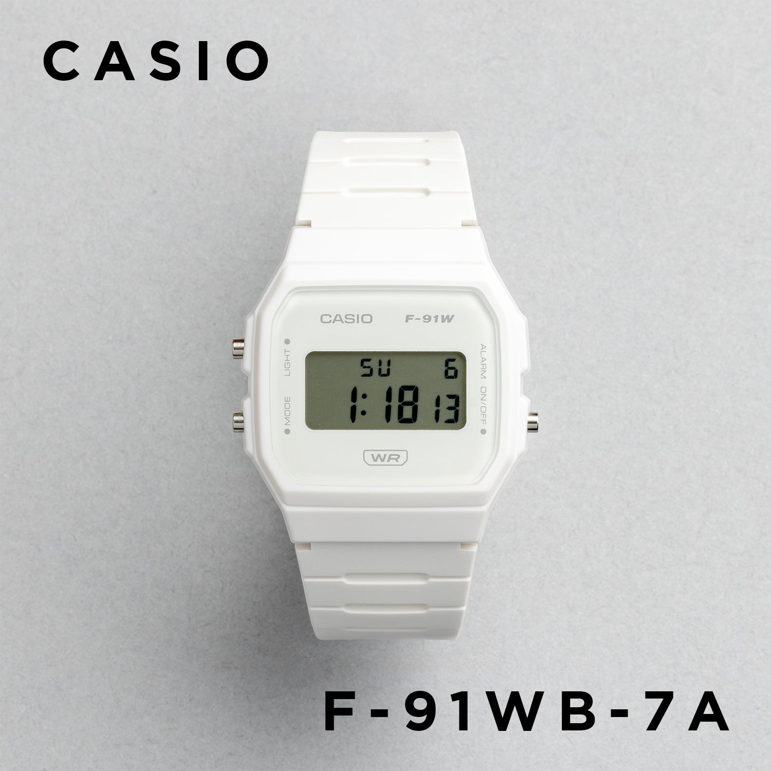 CASIO カシオ F-91WB-7A ホワイト ホワイト文字盤 デジタル メンズ 腕時計 正面