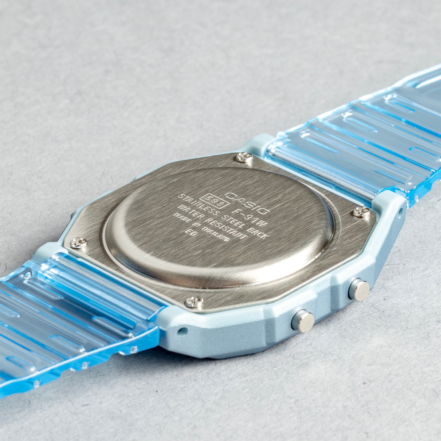 CASIO カシオ F-91WS-2 ブルー ブルー文字盤 デジタル ユニセックス 腕時計 ケースバック