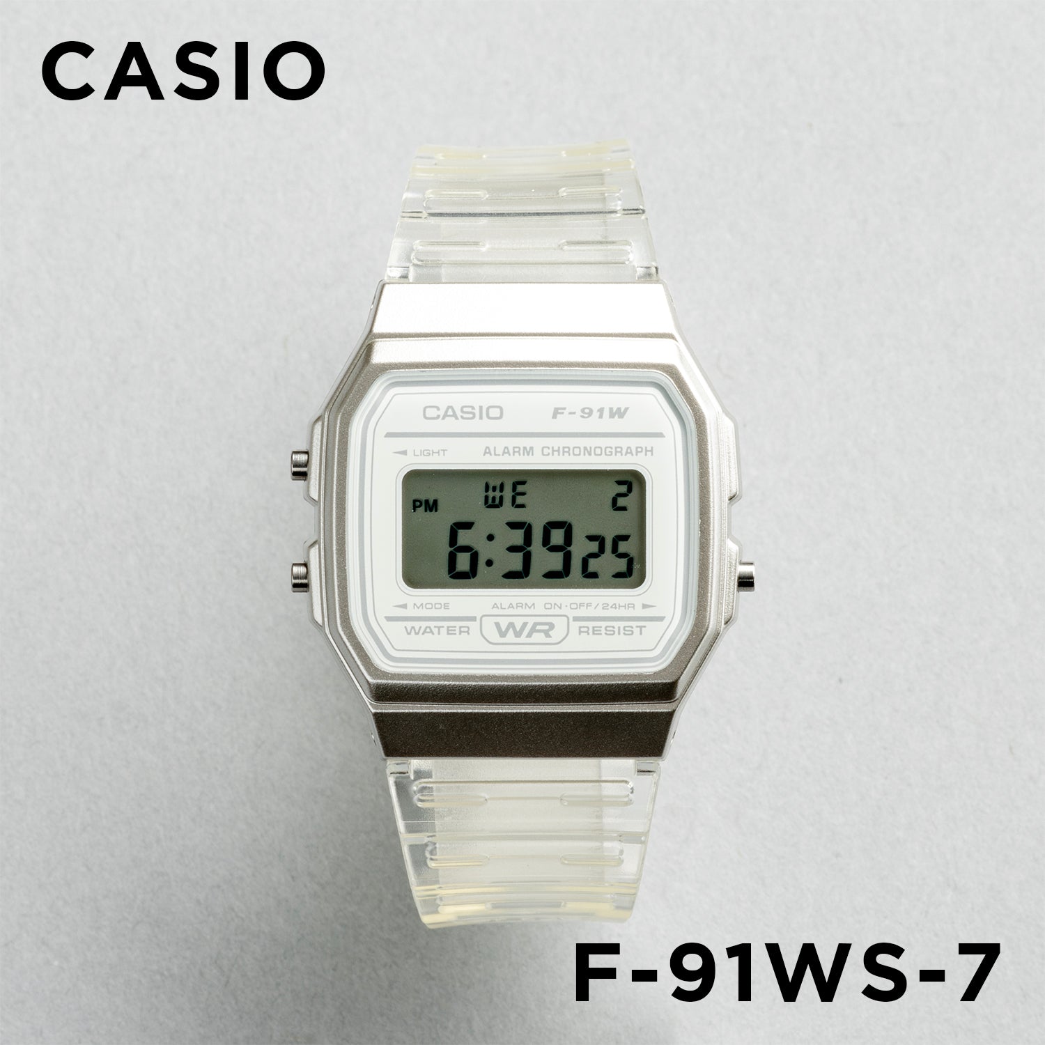 CASIO カシオ F-91WS-7 ホワイト ホワイト文字盤 デジタル メンズ 腕時計 正面