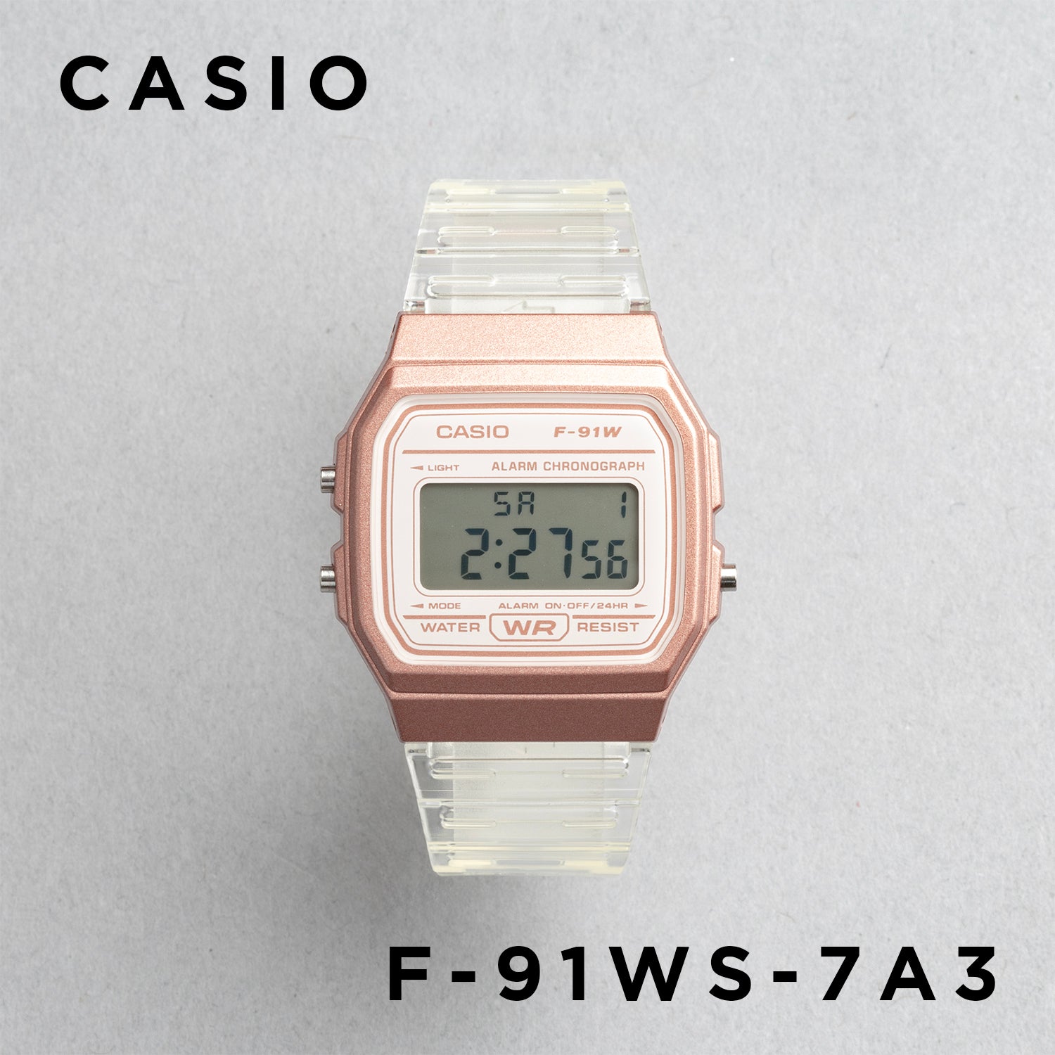 CASIO カシオ F-91WS-7A3 ホワイト ホワイト文字盤 デジタル メンズ 腕時計 正面